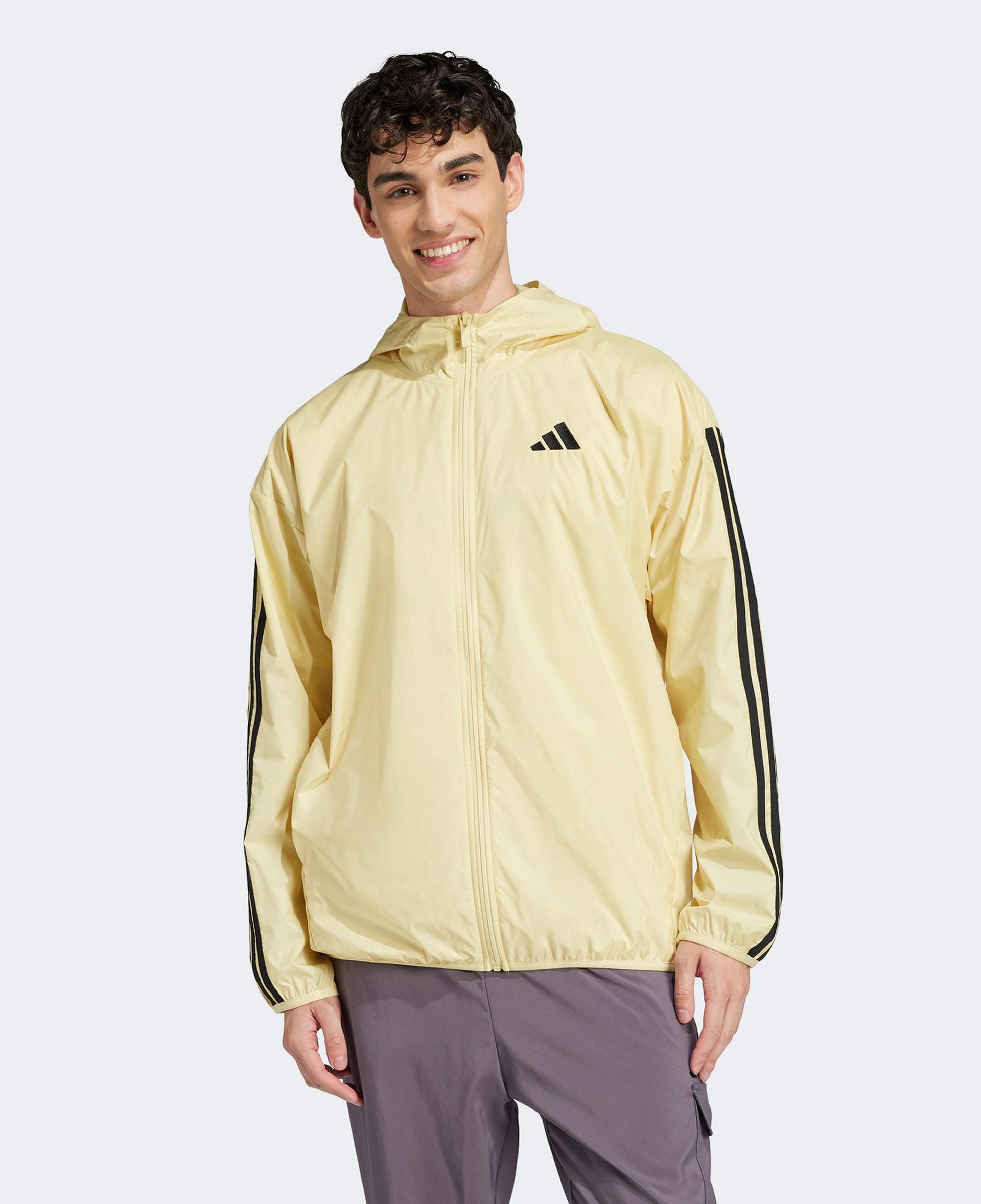 adidas Essentials 3 Stripes Windbreaker Erkek Sarı Ceket