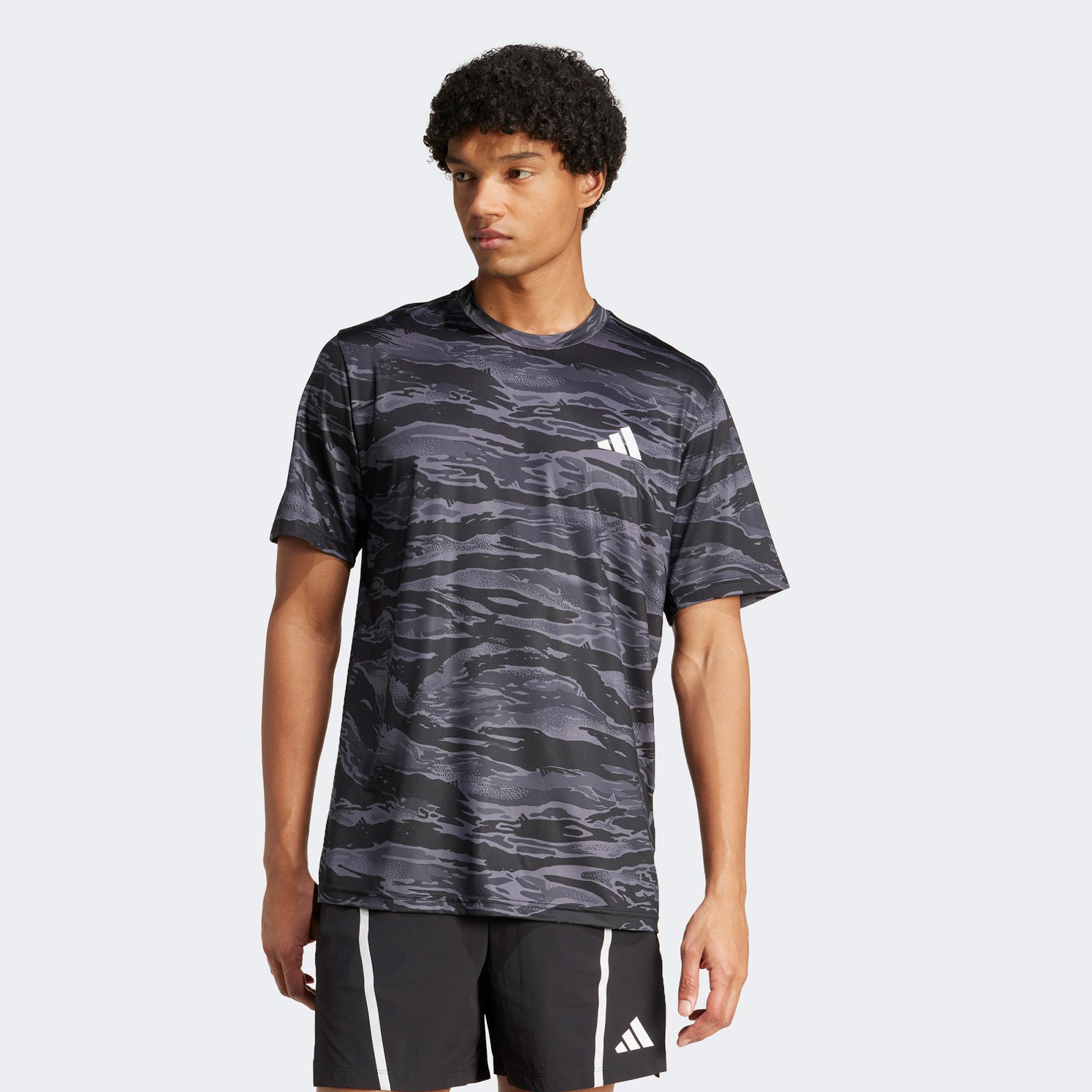 adidas Train Essentials Camo Aop Erkek Siyah Antrenman T-Shirt
