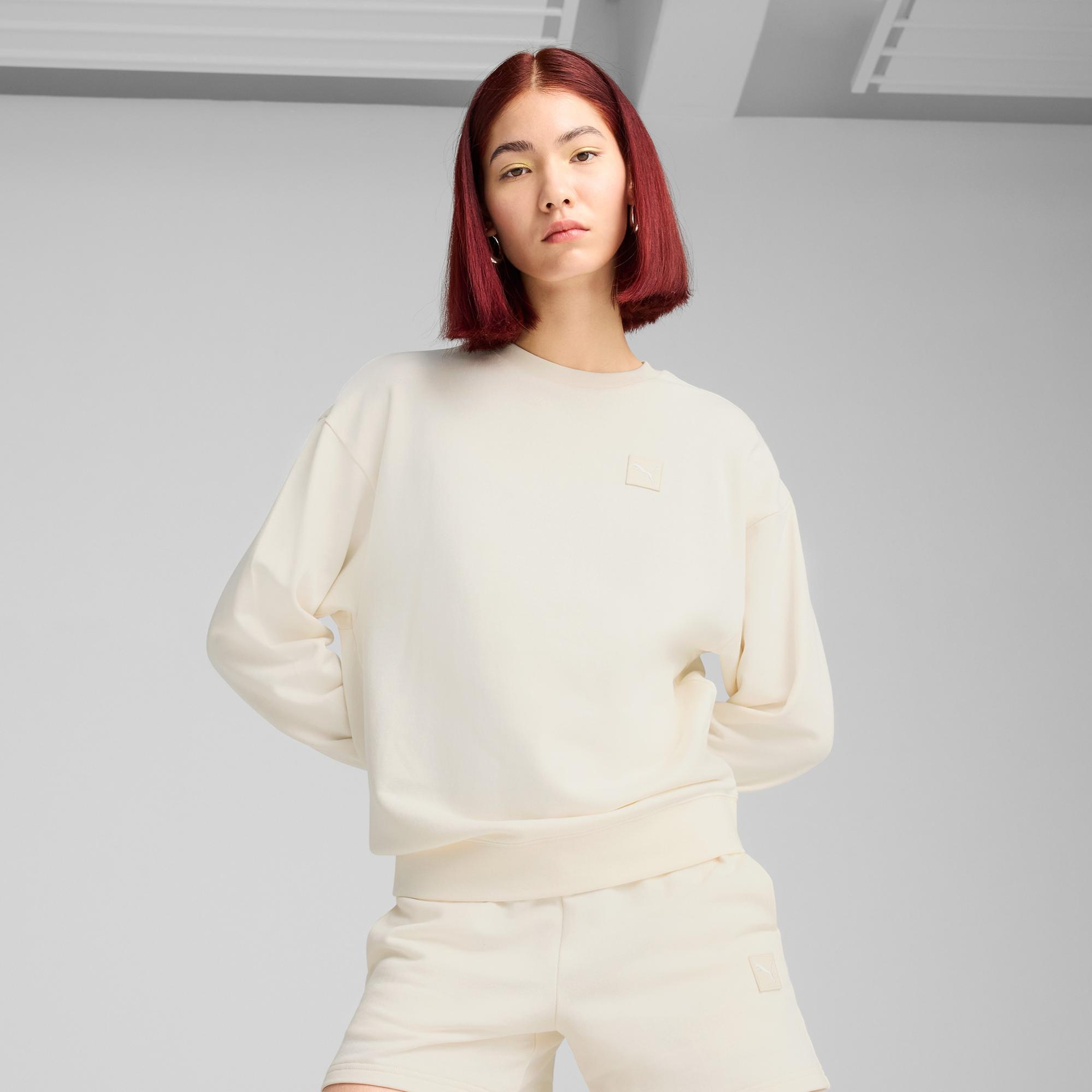 Puma Ess Elevated Comfort Crew Tr Kadın Krem Sweatshirt