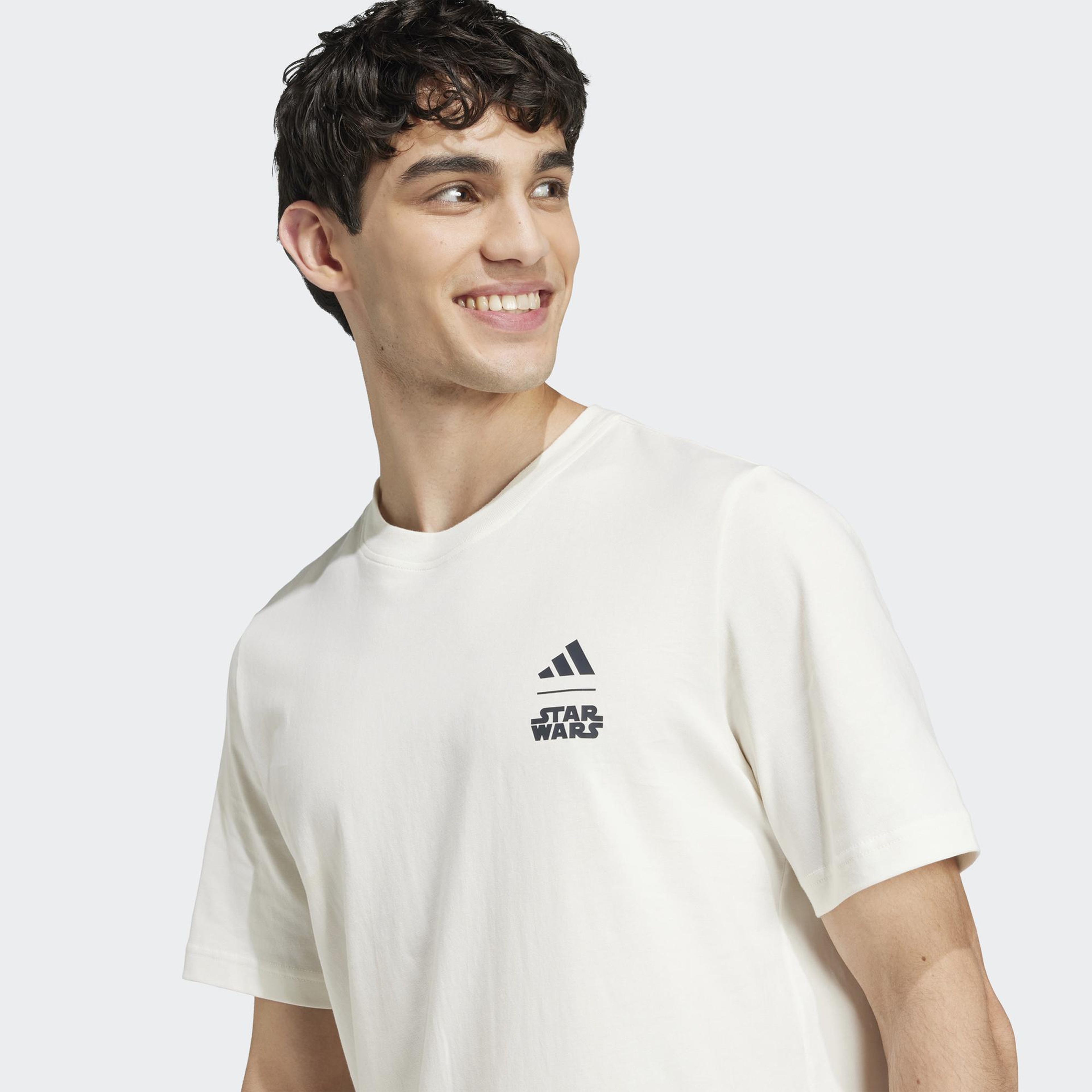 adidas X Star Wars The Mandalorian Regular Fit Back Graphic Erkek Beyaz T-Shirt