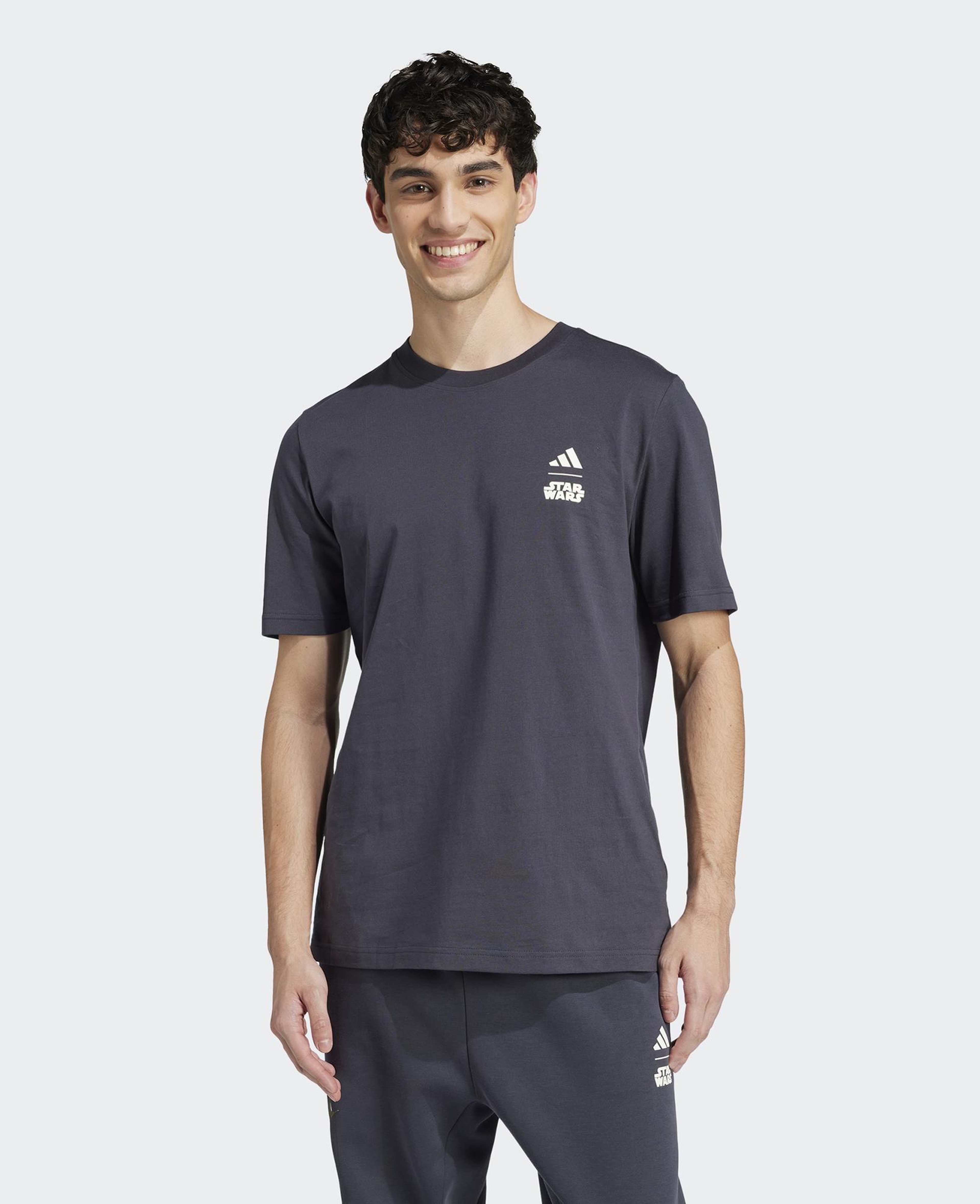 adidas X Star Wars The Mandalorian Regular Fit Back Graphic Erkek Gri T-Shirt