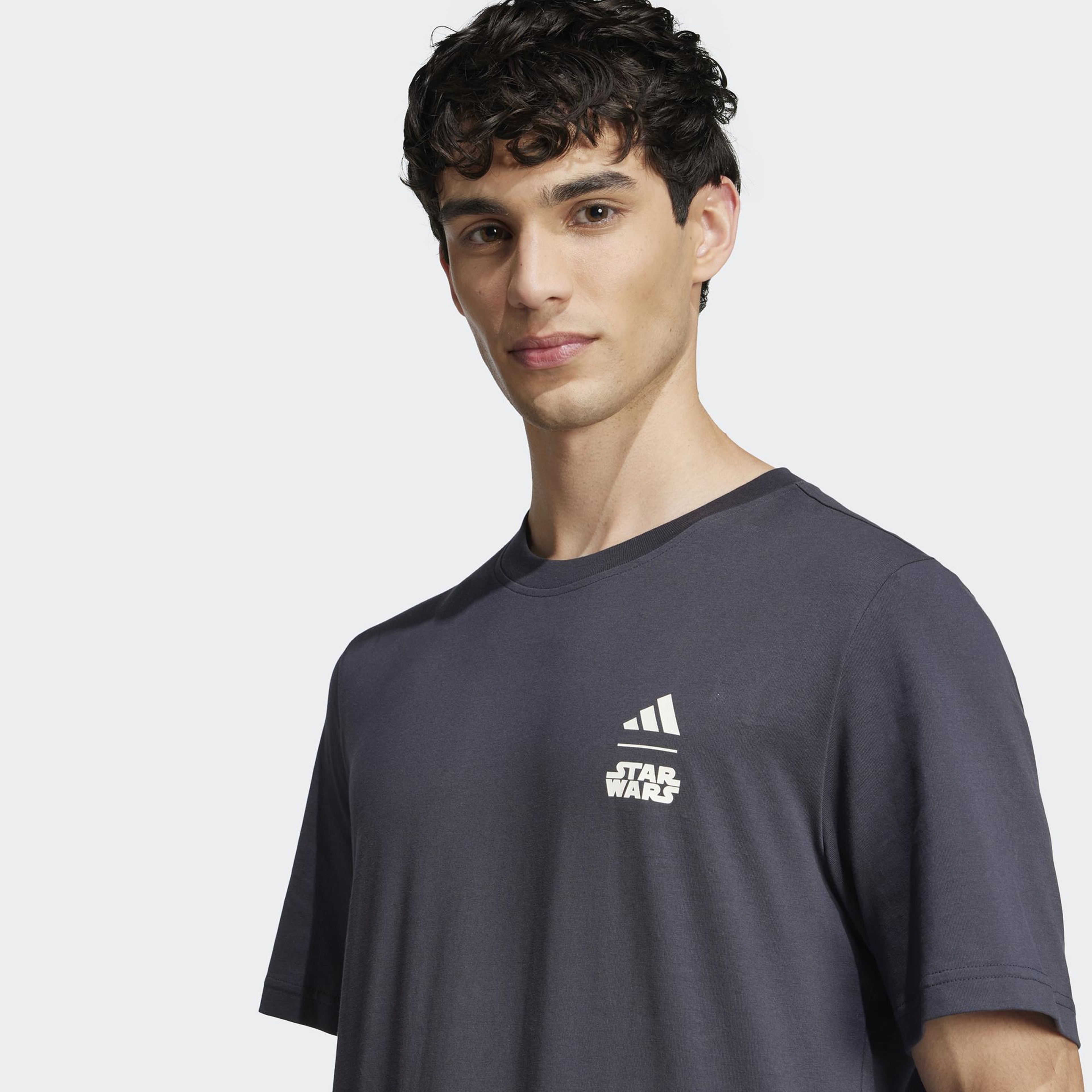 adidas X Star Wars The Mandalorian Regular Fit Back Graphic Erkek Gri T-Shirt