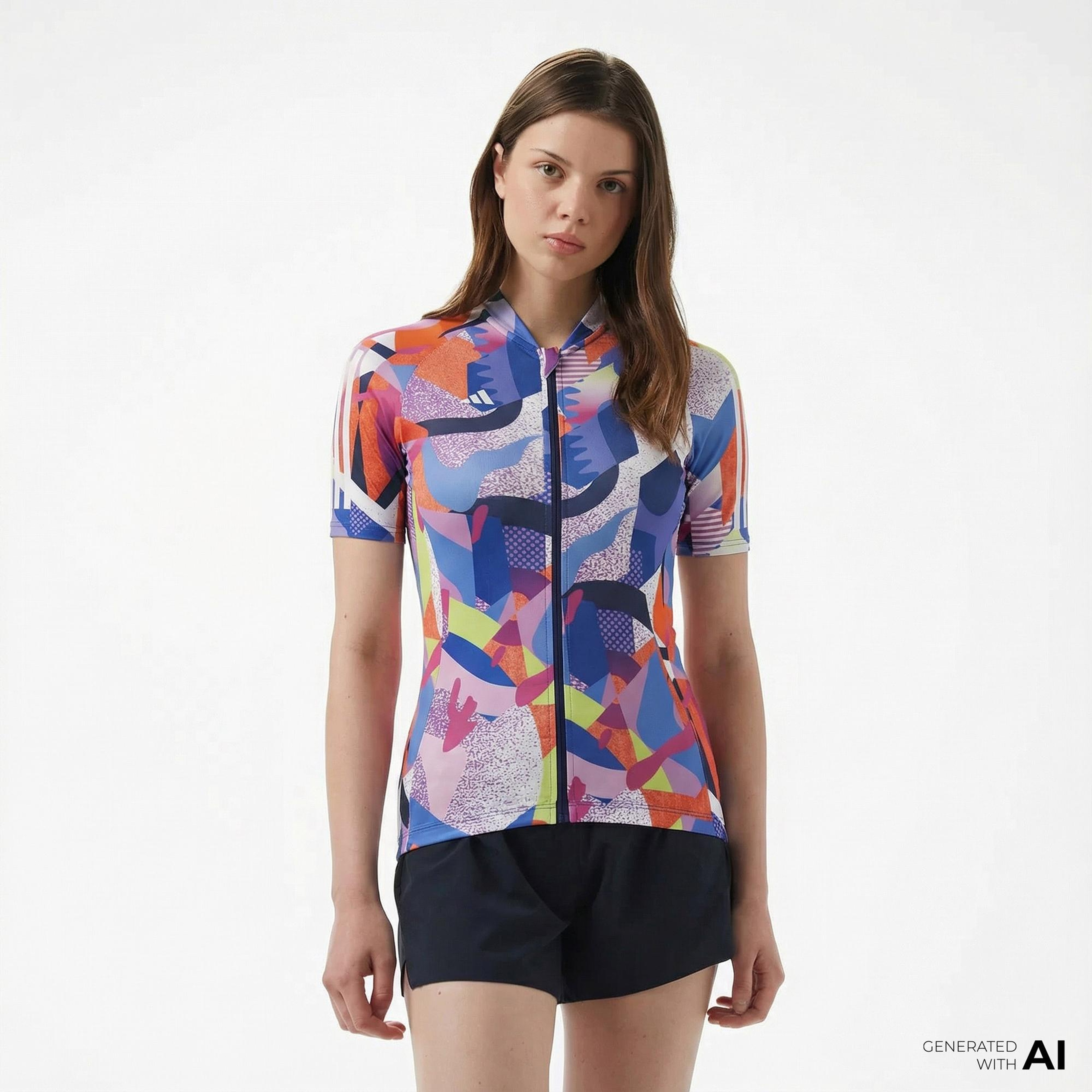 adidas Essentials 3-Stripes Pattern Clash Kadın Renkli Bisiklet T-Shirt