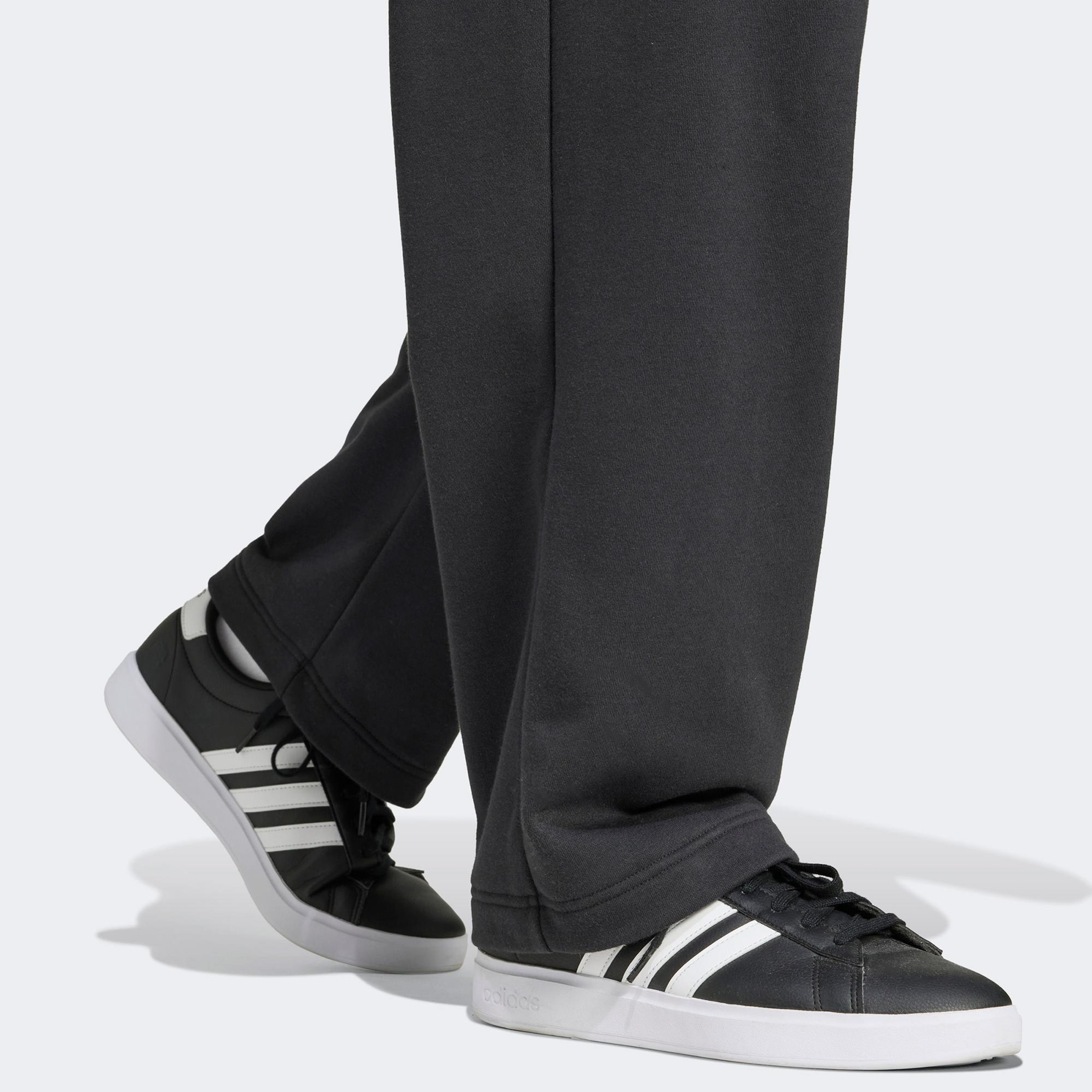 adidas Essentials Wide Leg 3 Bar Logo Erkek Siyah Eşofman Altı