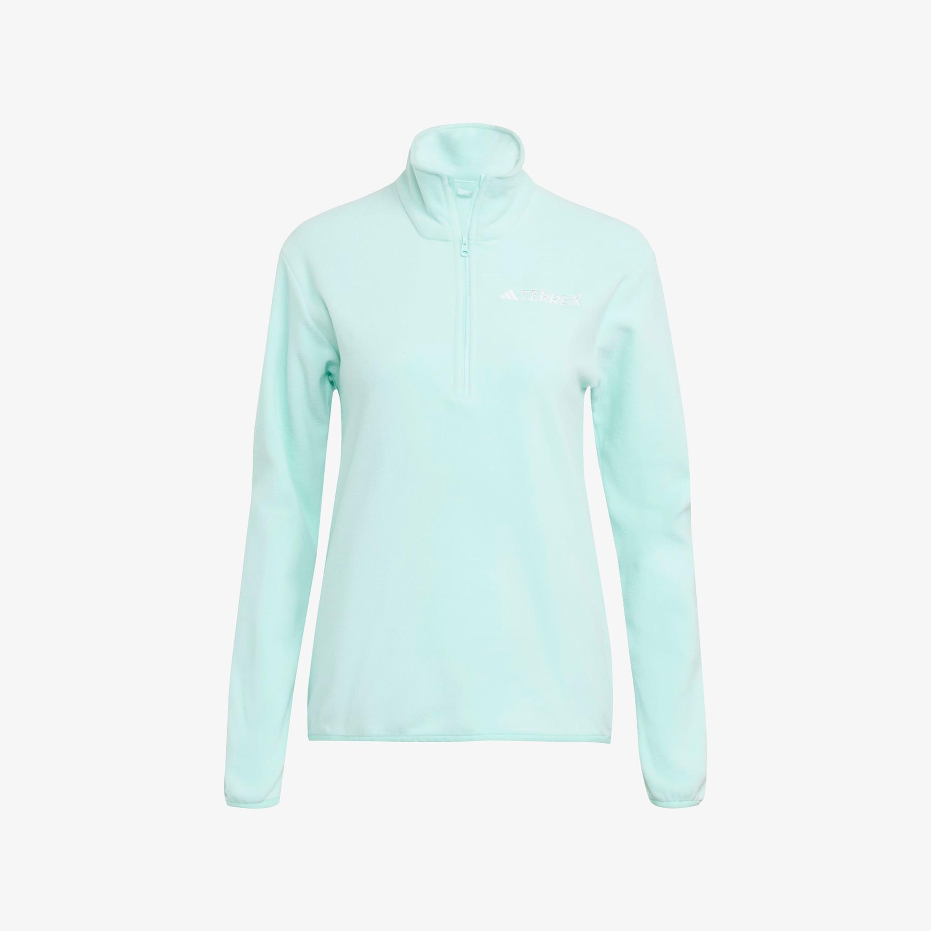 adidas Multi Essentials 1-2 Zip Fleece Kadın Mavi Yürüyüş Polar