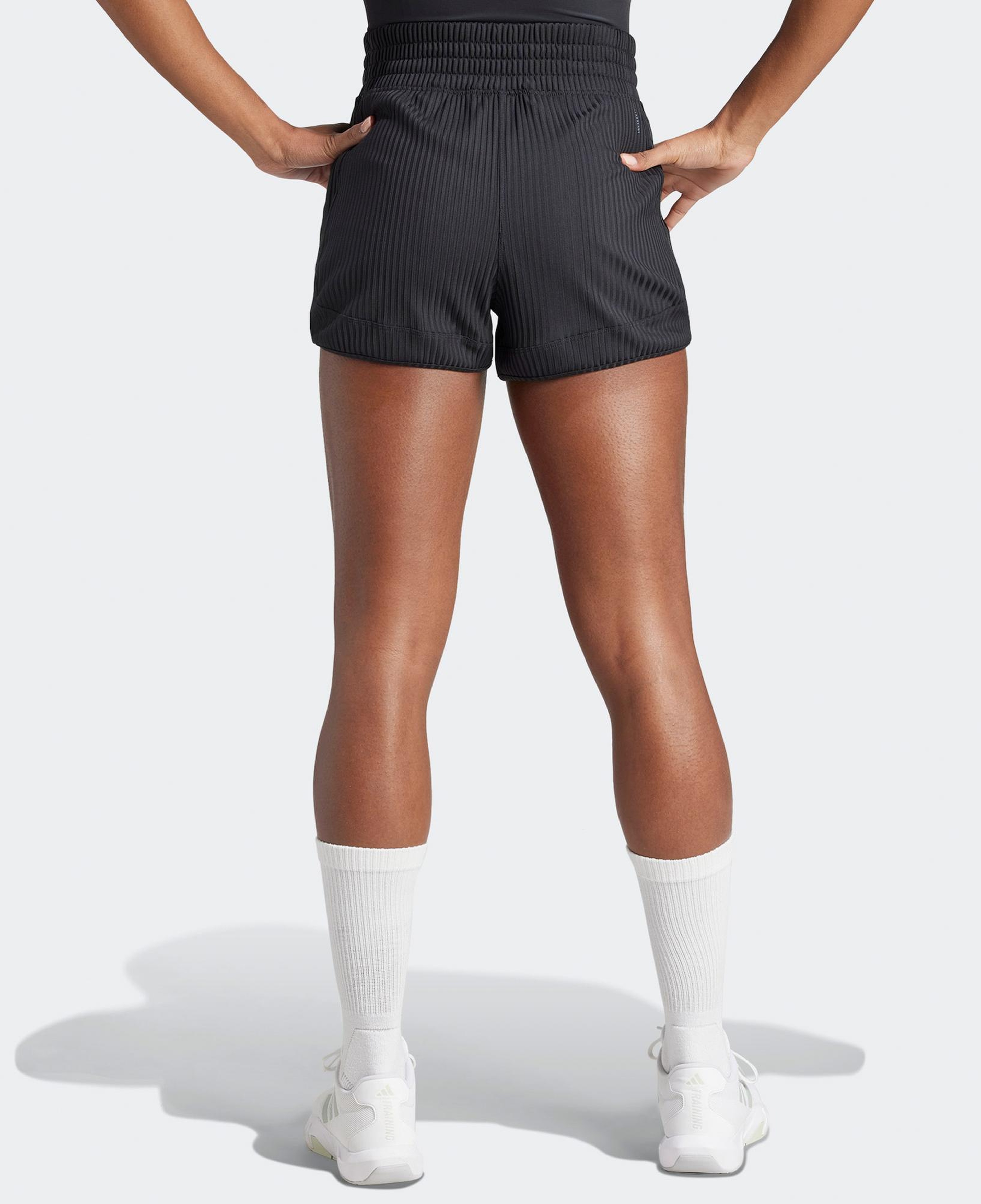 adidas Pacer All Gym Seasonal Rib High Rise Tonal 3 Stripes Kadın Siyah Antrenman Şort