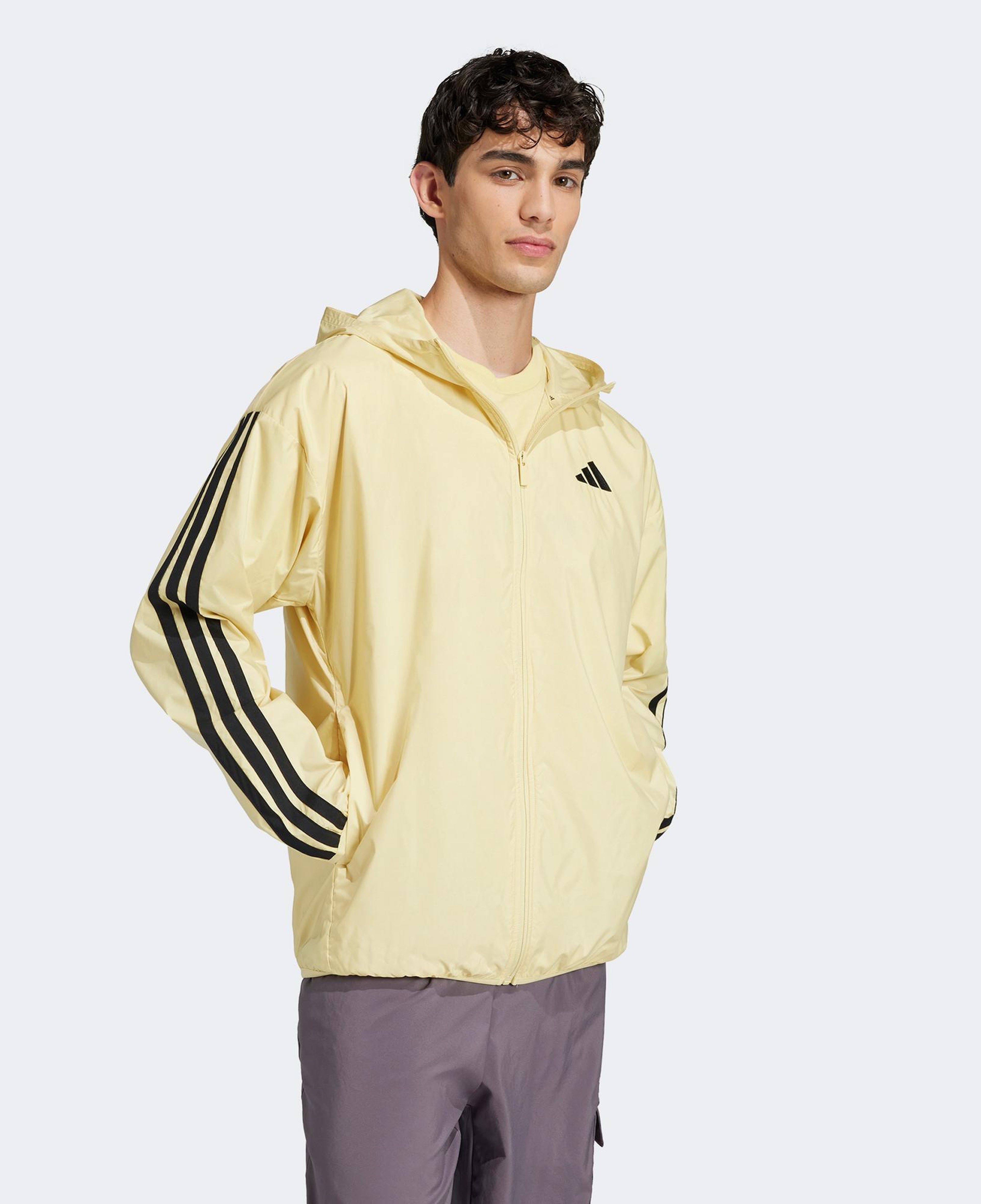adidas Essentials 3 Stripes Windbreaker Erkek Sarı Ceket