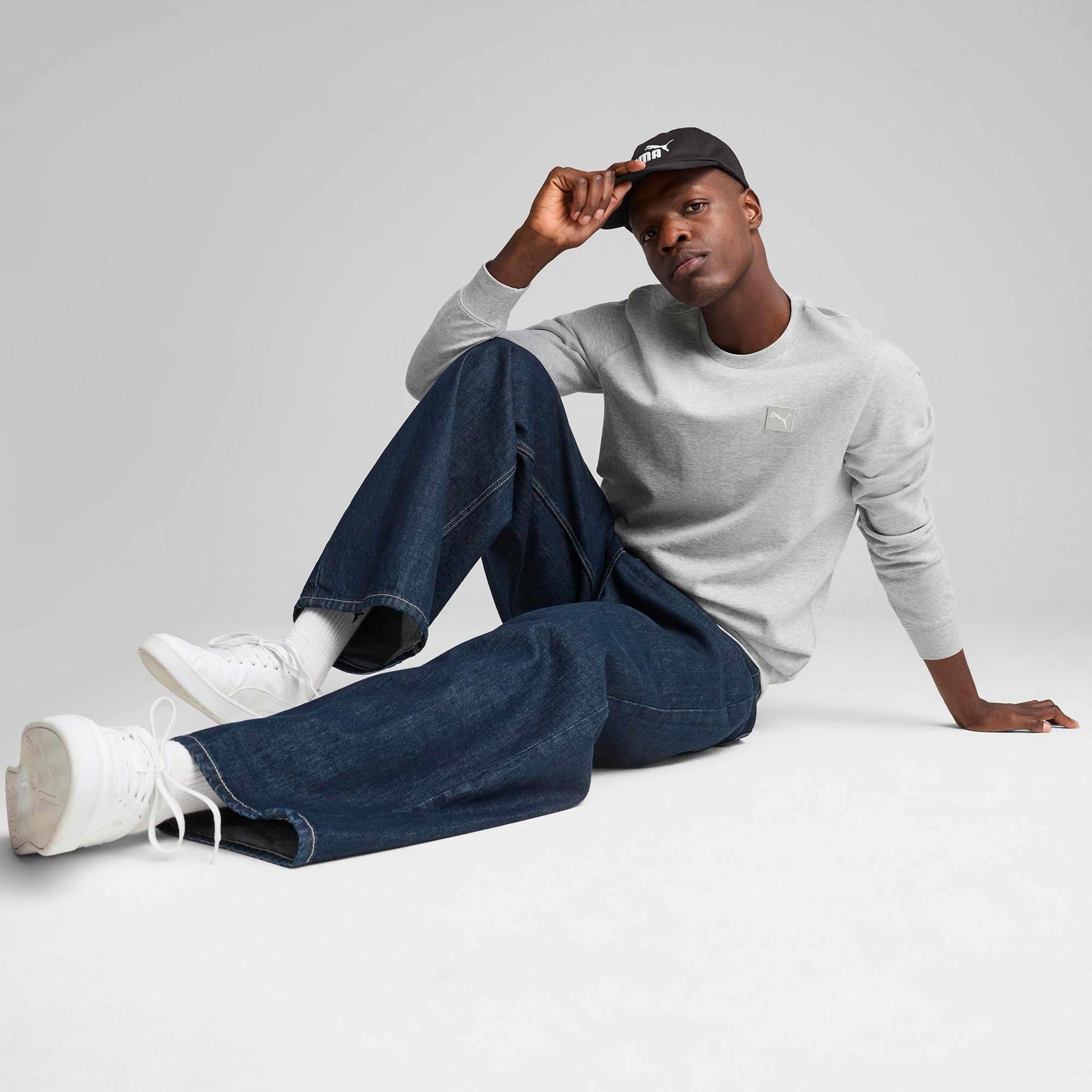 Puma Ess Elevated Crew Tr Erkek Gri Sweatshirt