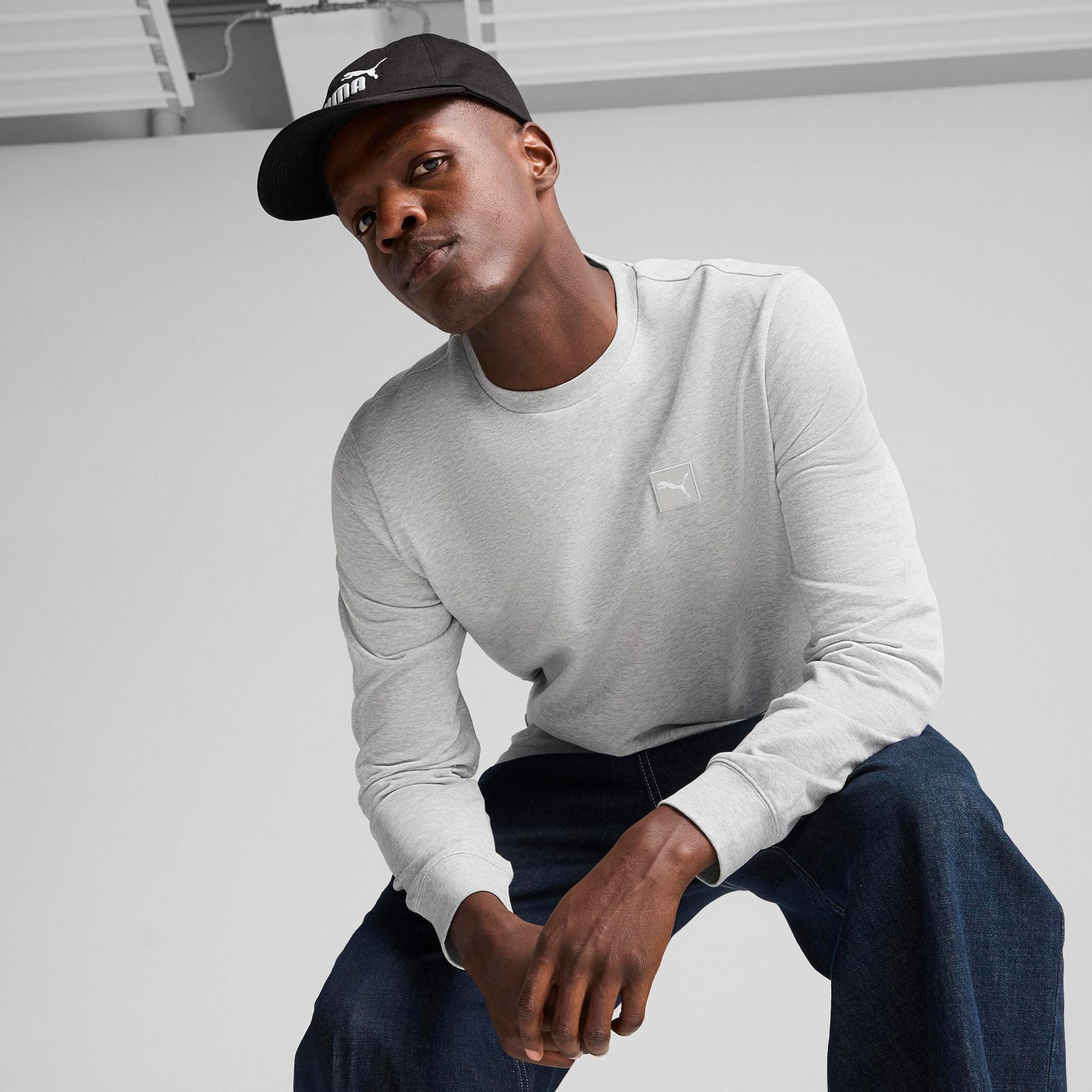 Puma Ess Elevated Crew Tr Erkek Gri Sweatshirt