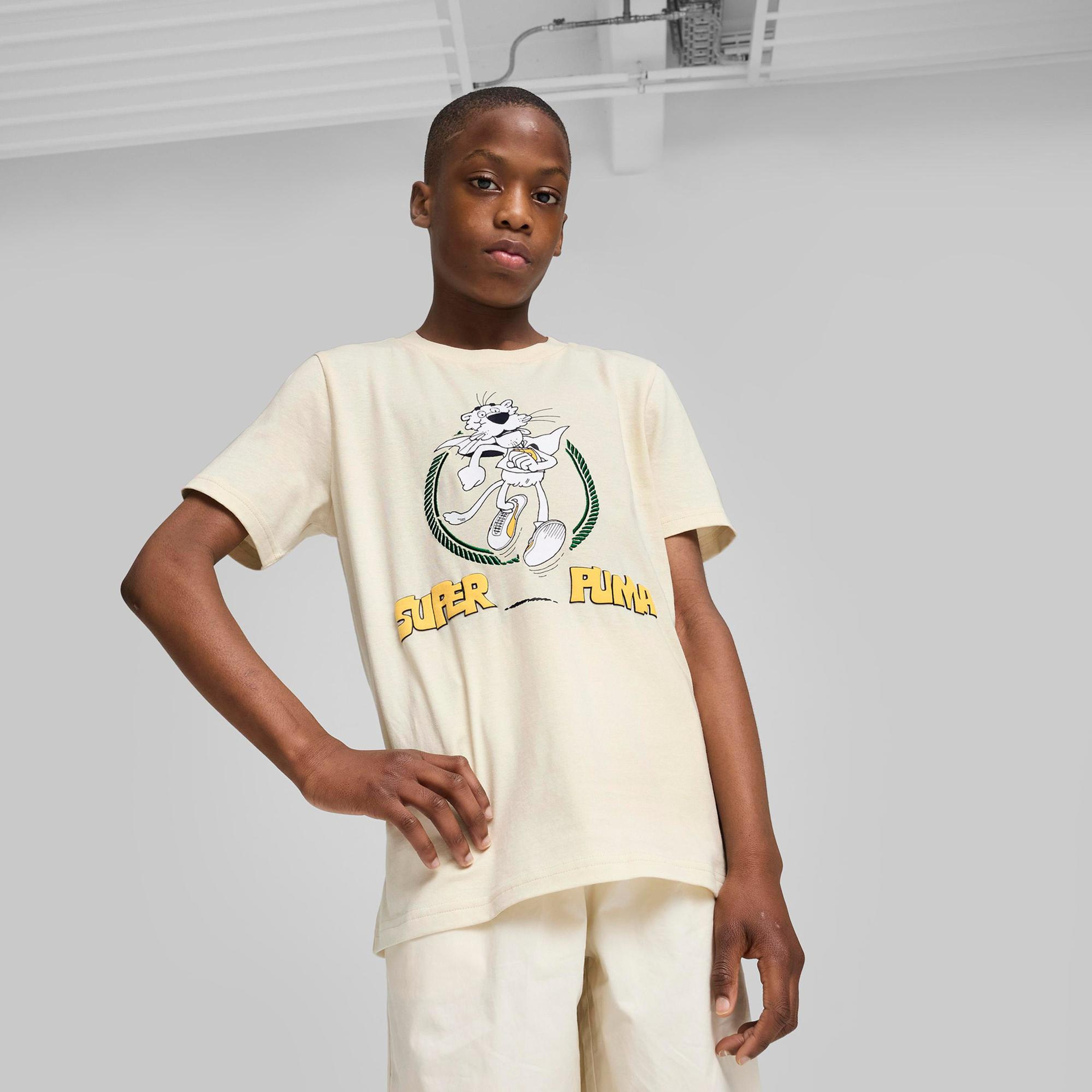 Puma Super Graphic Çocuk Krem T-Shirt