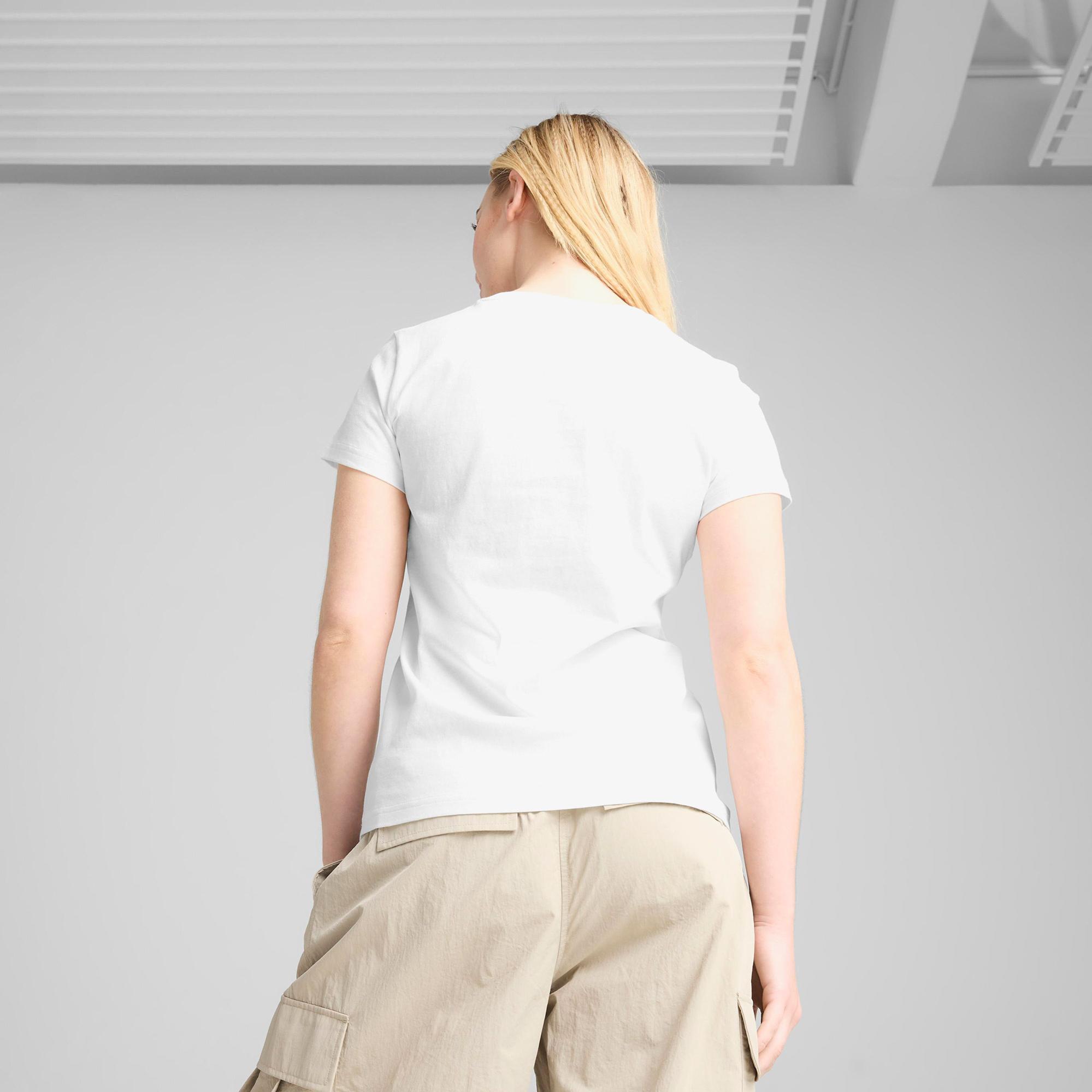 Puma Graphics Floral Cat Logo Kadın Beyaz T-Shirt