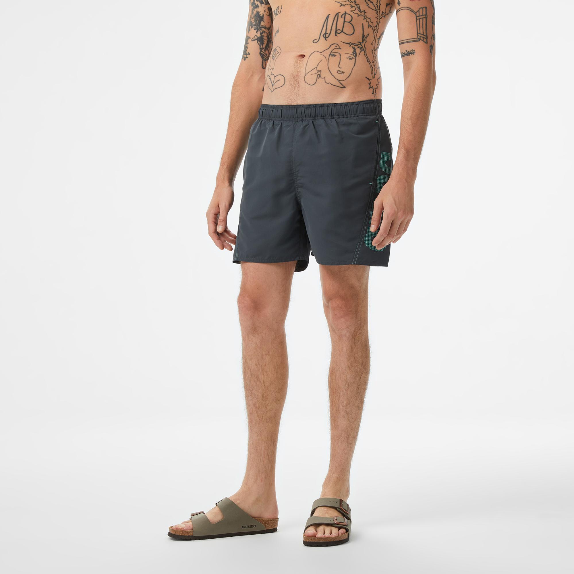 Arena Fundamentals Logo Erkek Gri Deniz Şortu