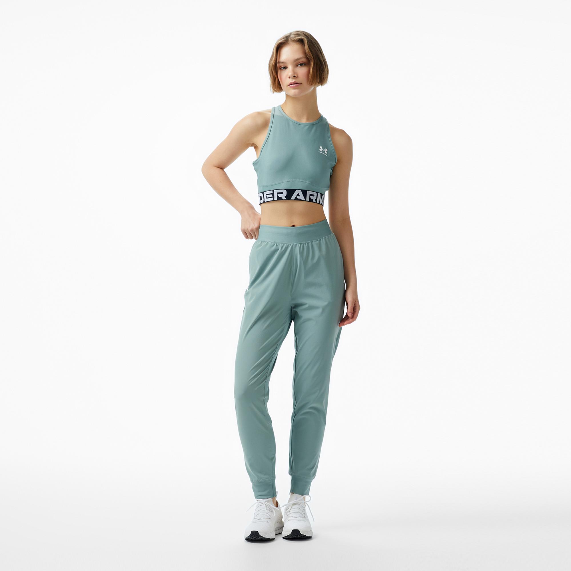 Under Armour Rival Hi Rise Woven Kadın Yeşil Eşofman Altı