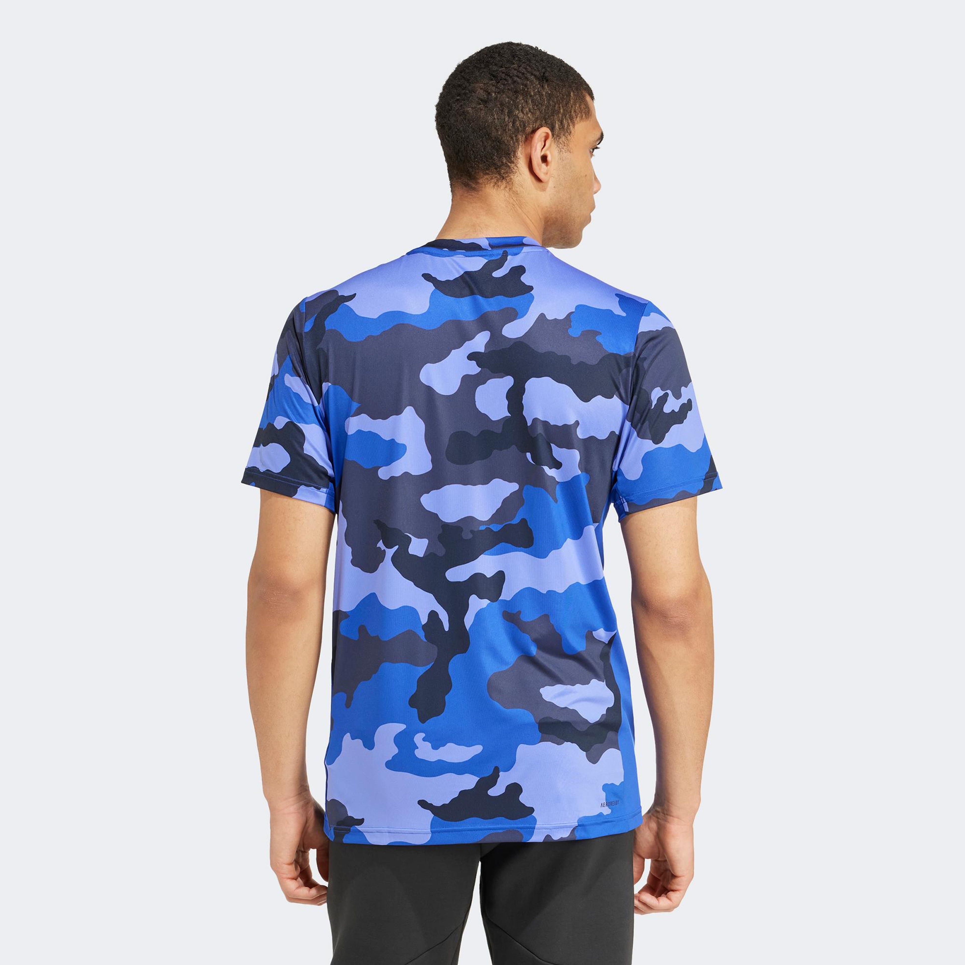 adidas Train Essentials Camo Erkek Mavi Antrenman T-Shirt