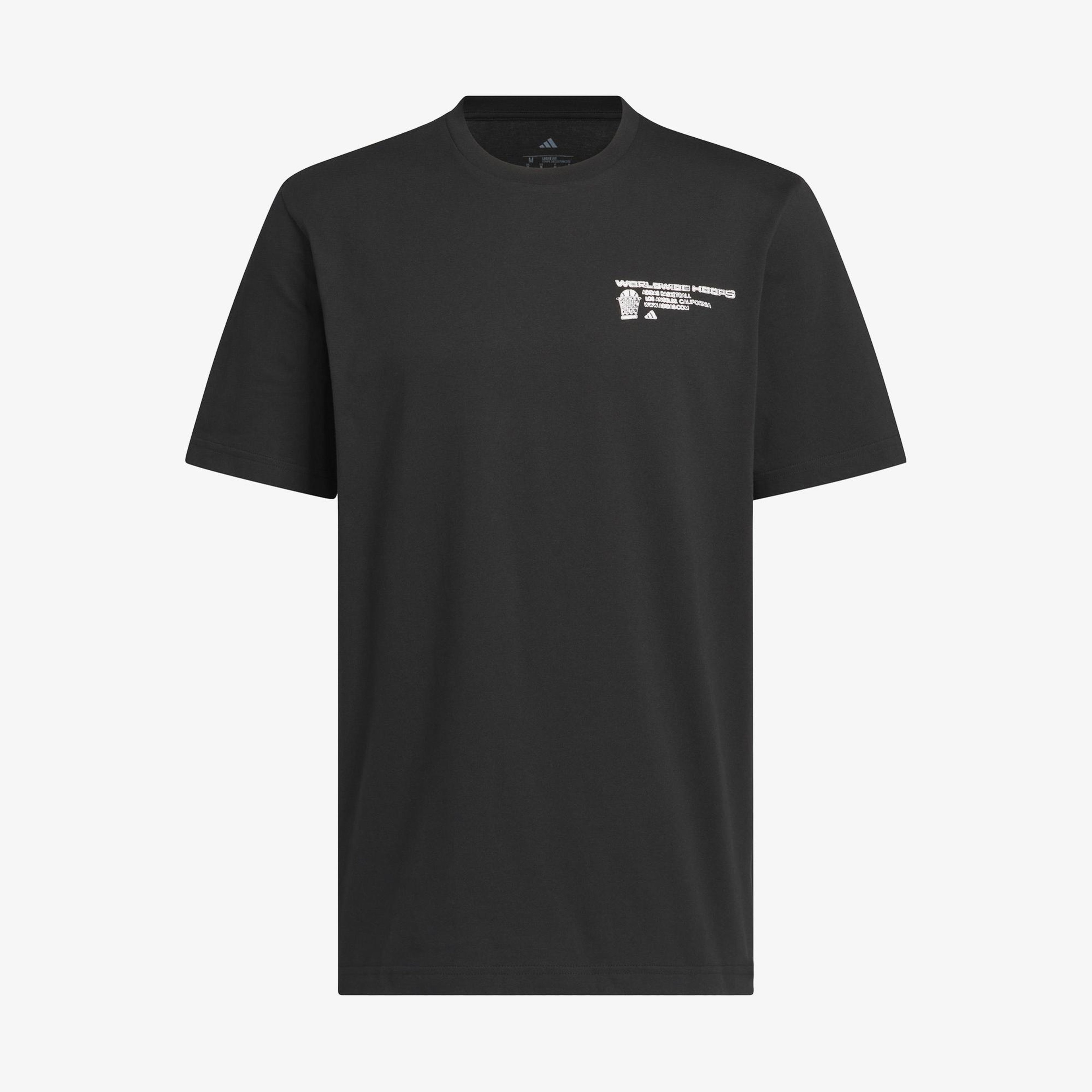 adidas Worldwide Hoops Graphic Erkek Siyah Basketbol T-Shirt
