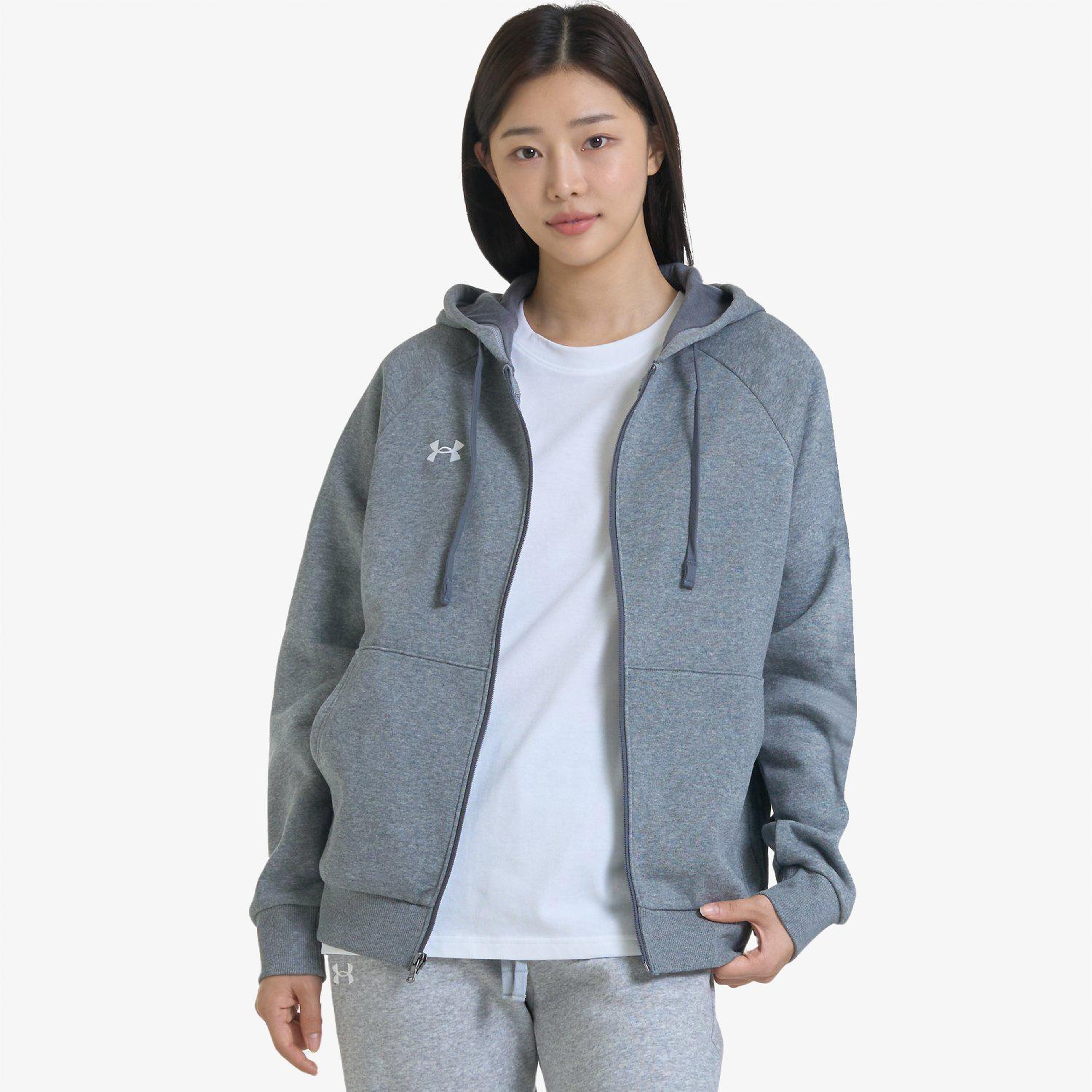 Under Armour Rival Fleece FZ Hood Erkek Gri Sweatshirt