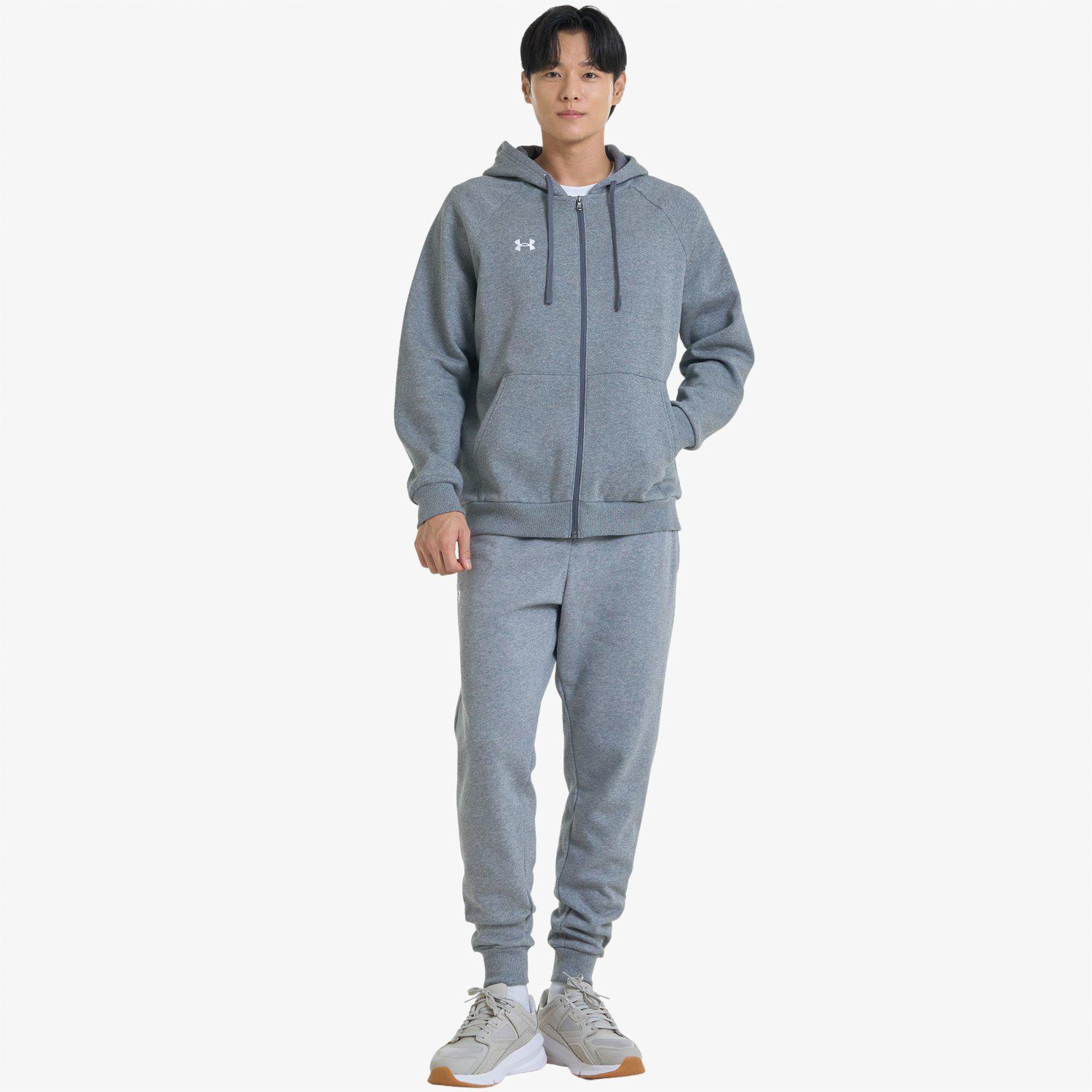 Under Armour Rival Fleece FZ Hood Erkek Gri Sweatshirt