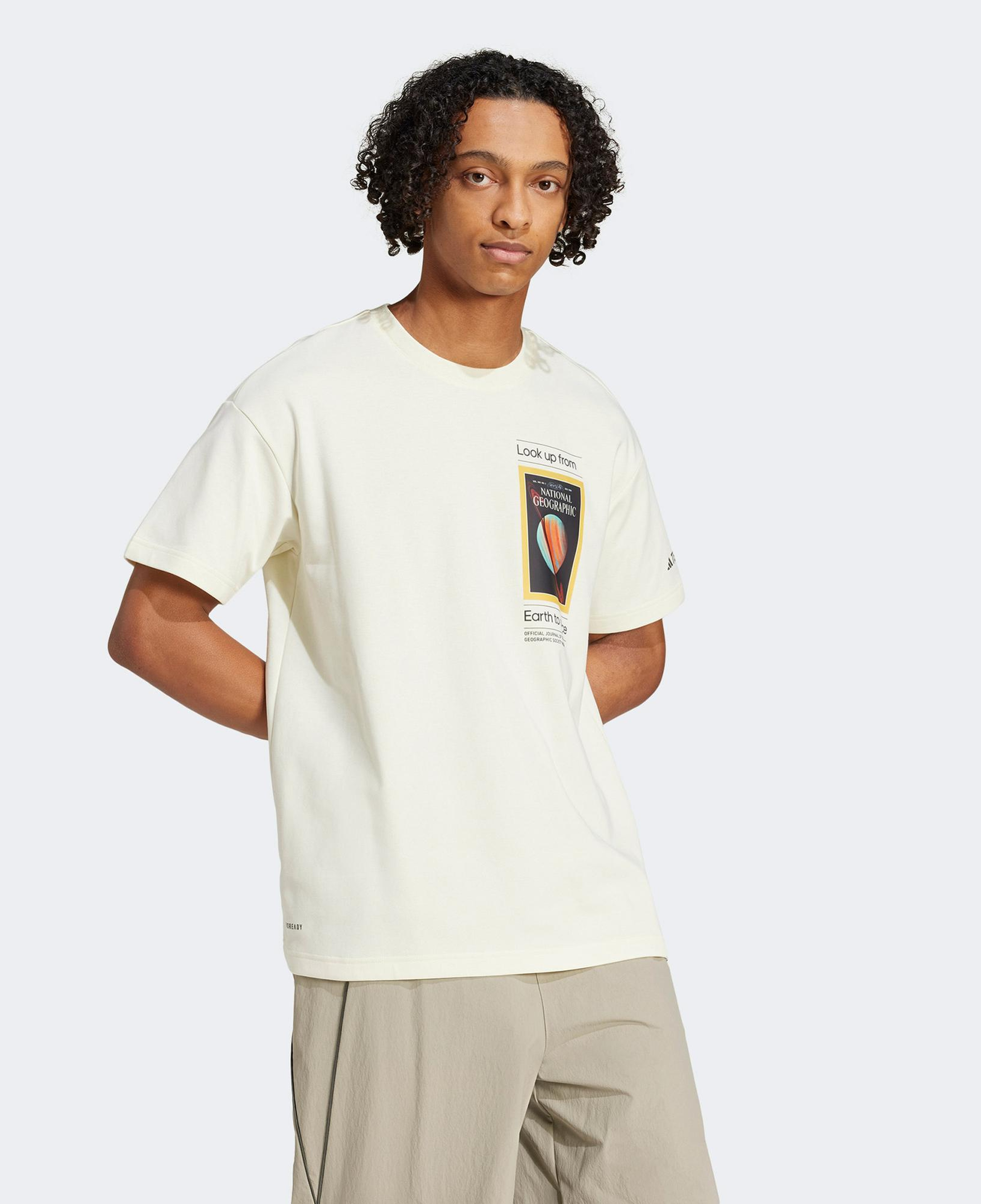 adidas Nat Geo Aeroready Graphic Erkek Bej T-Shirt