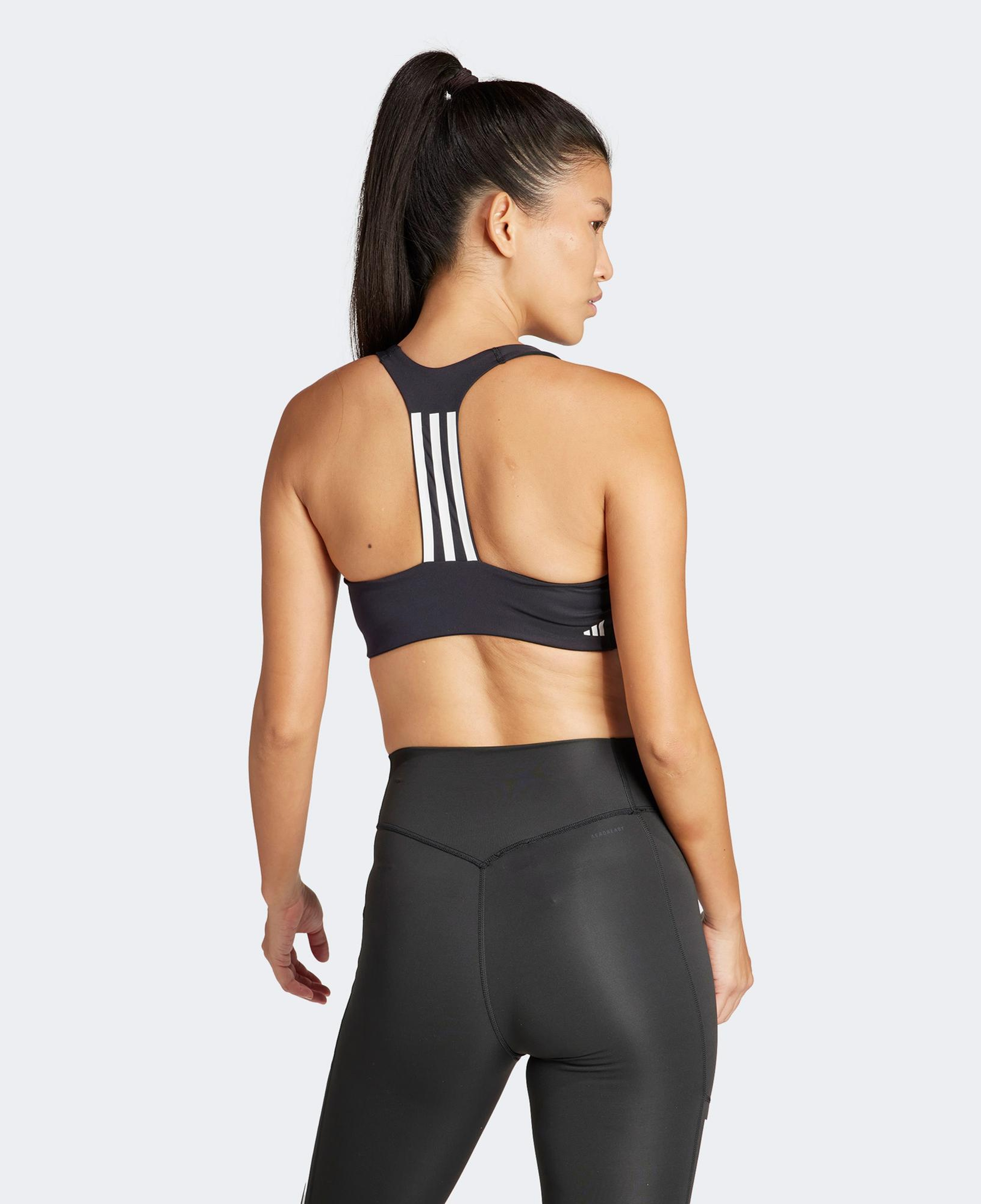 adidas Powerimpact Training Medium-Support 3-Stripes Kadın Siyah Antrenman Bra