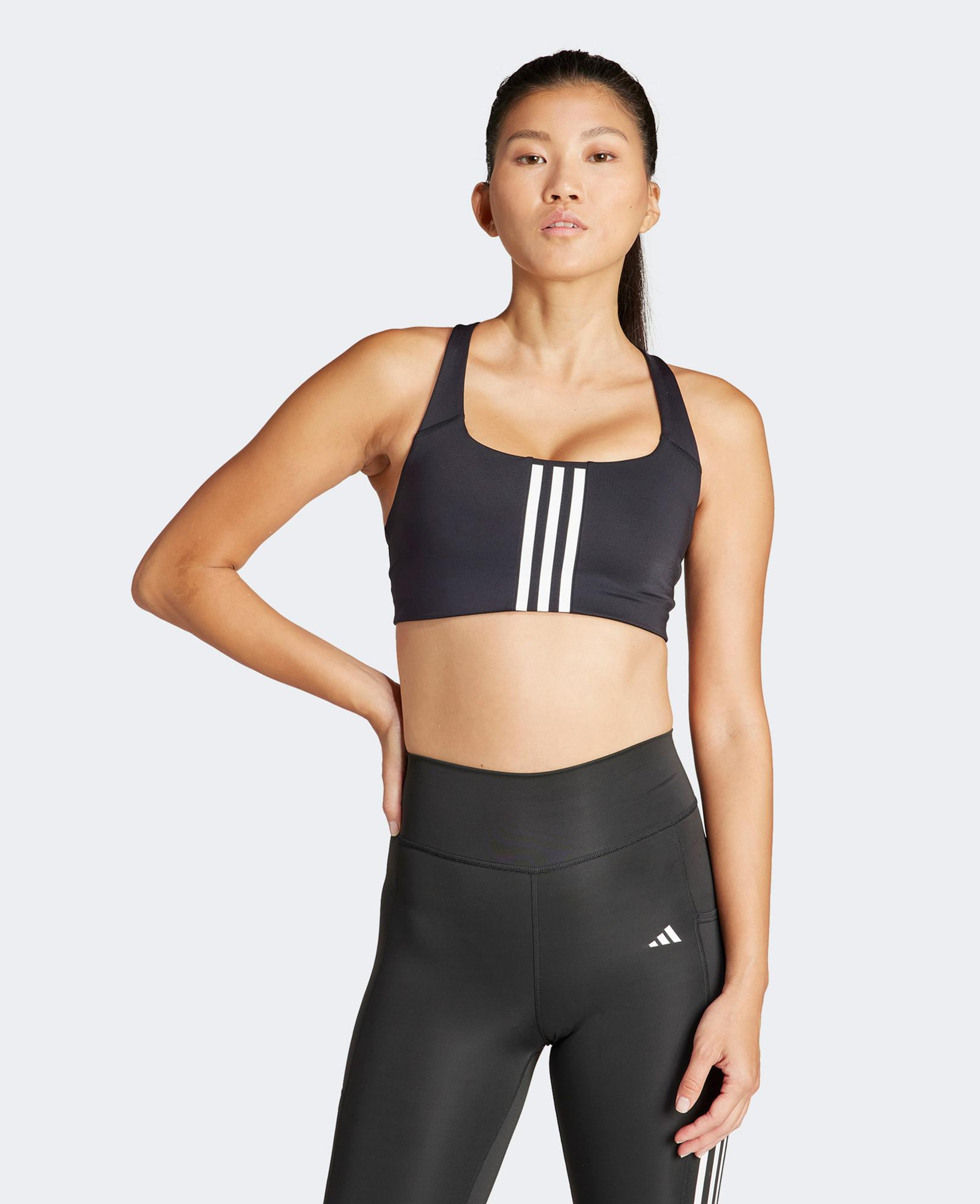adidas Powerimpact Training Medium-Support 3-Stripes Kadın Siyah Antrenman Bra