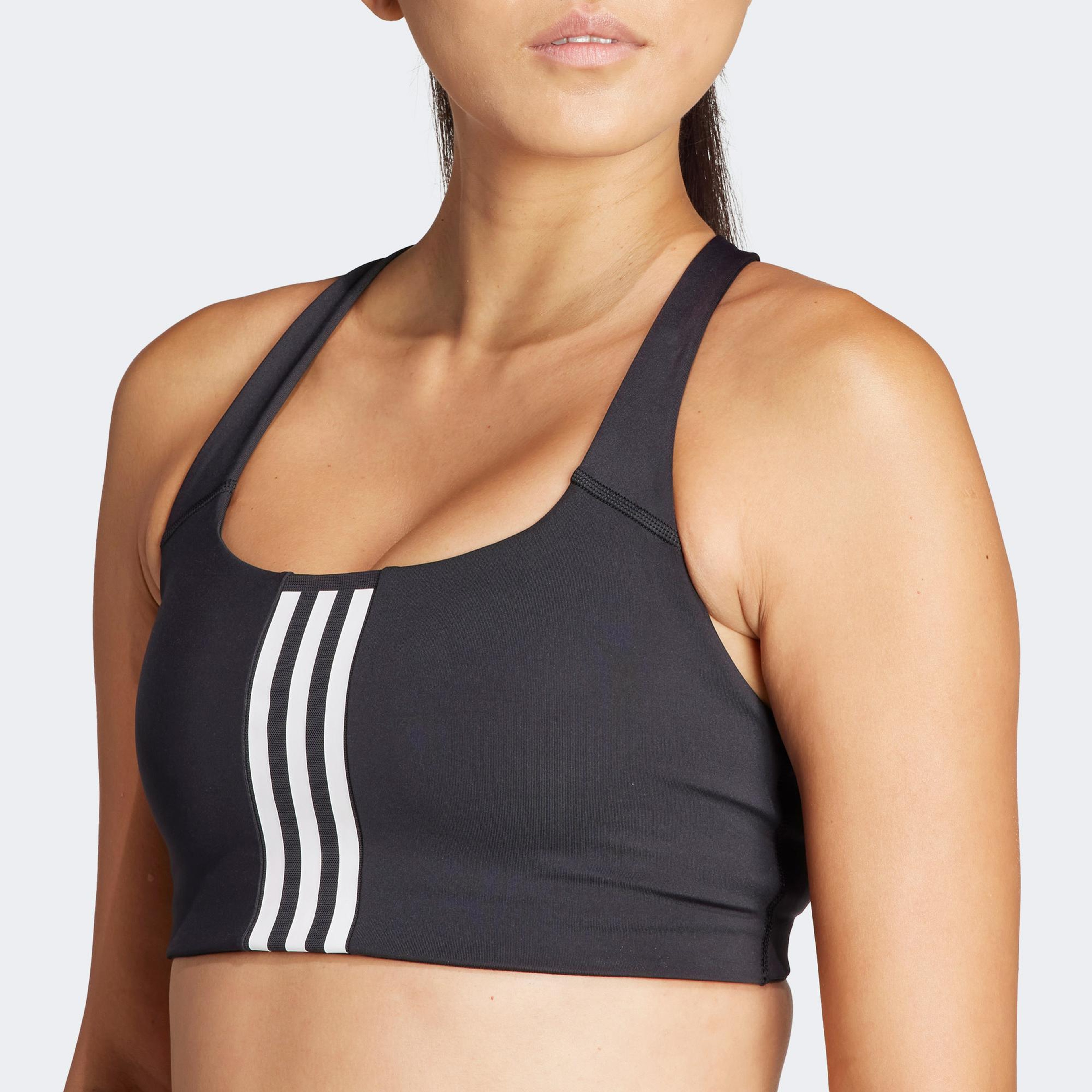 adidas Powerimpact Training Medium-Support 3-Stripes Kadın Siyah Antrenman Bra