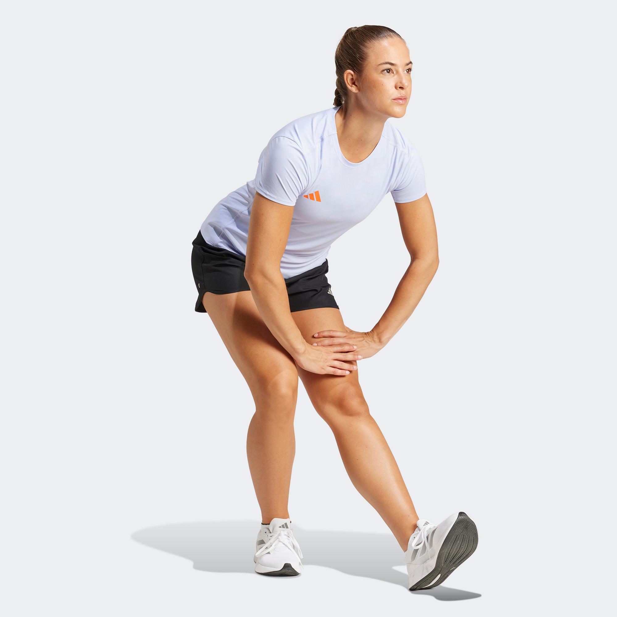 adidas Adizero Essentials Kadın Mor Koşu T-Shirt