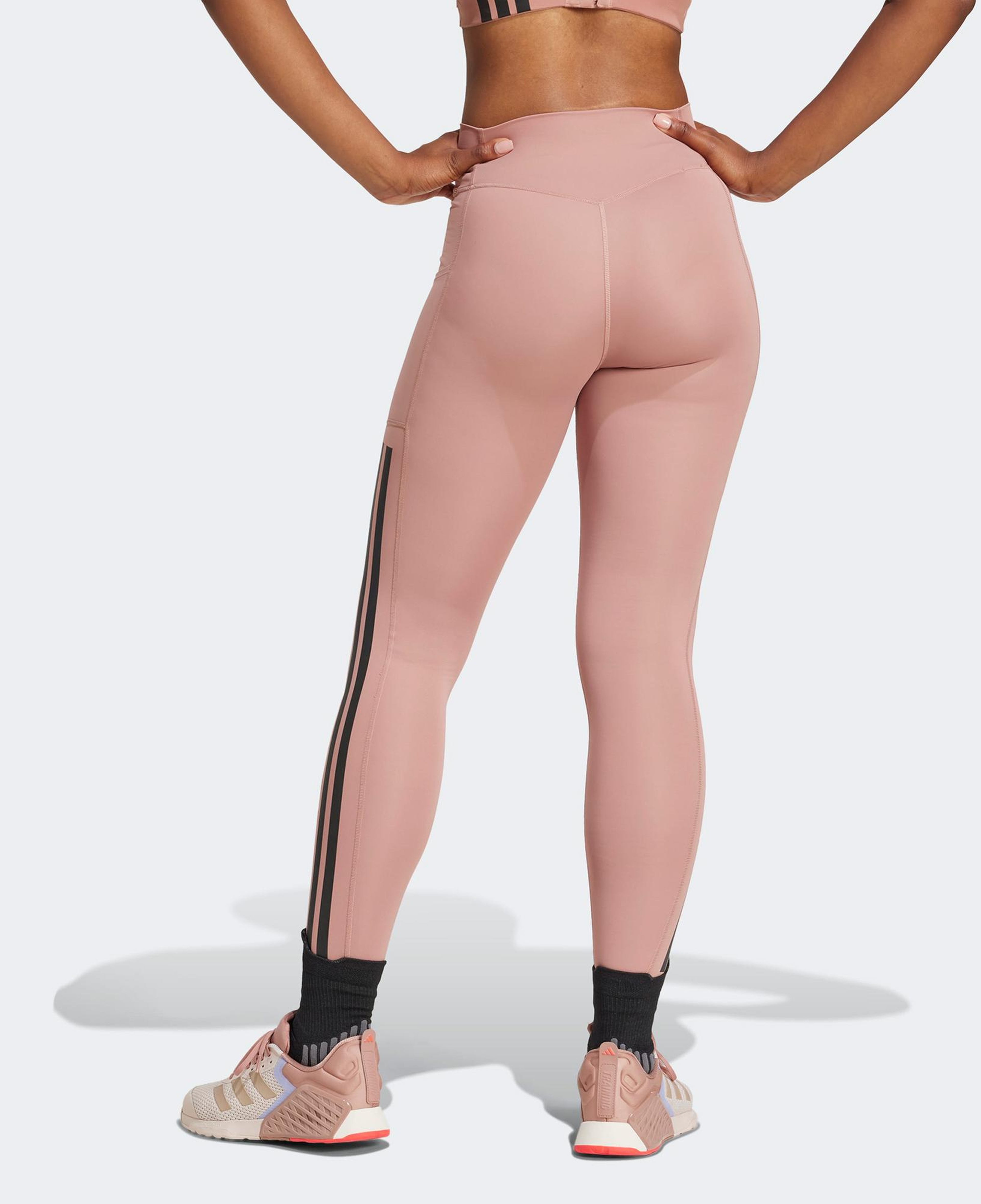 adidas Optime 3 Stripes Full Length Kadın Pembe Antrenman Tayt