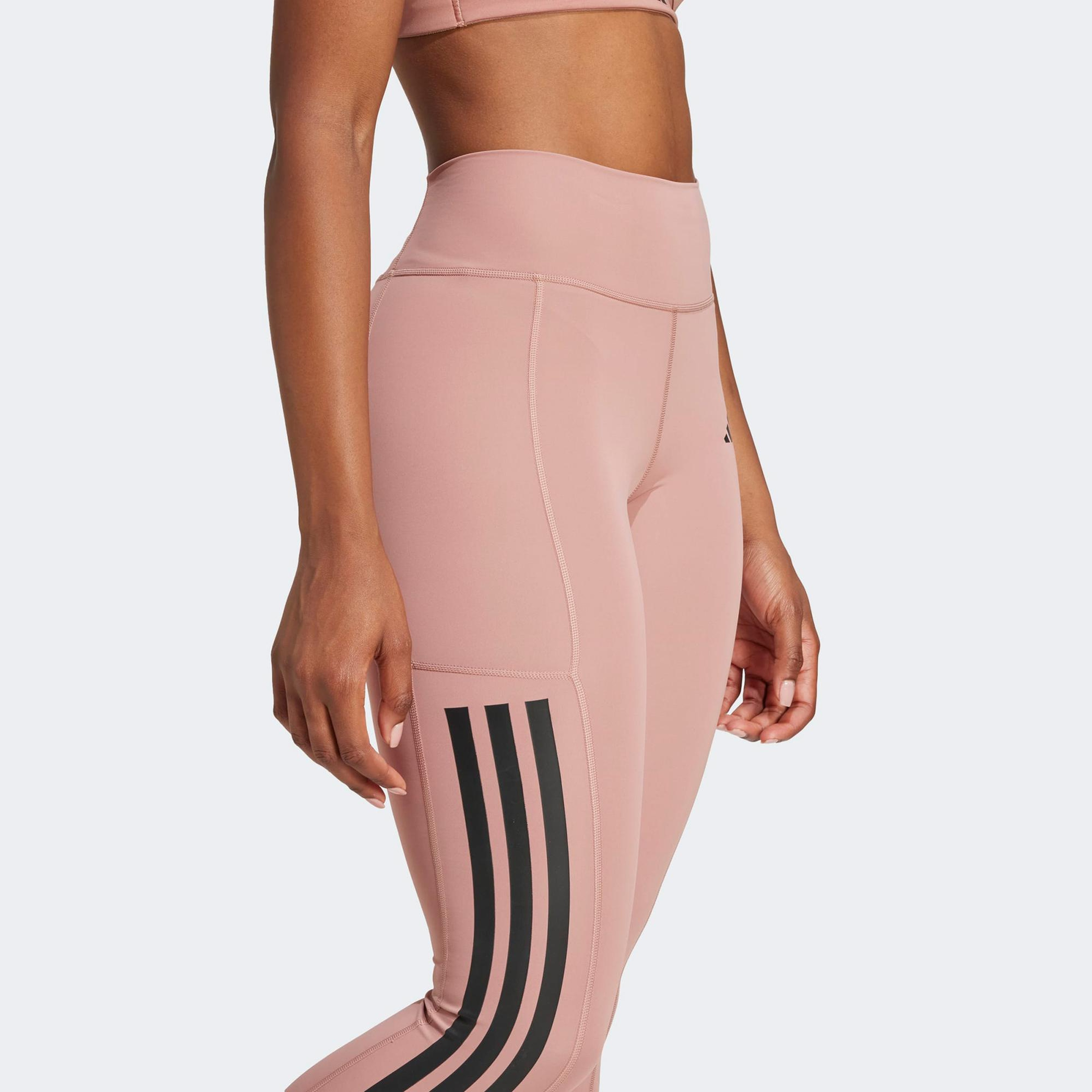 adidas Optime 3 Stripes Full Length Kadın Pembe Antrenman Tayt