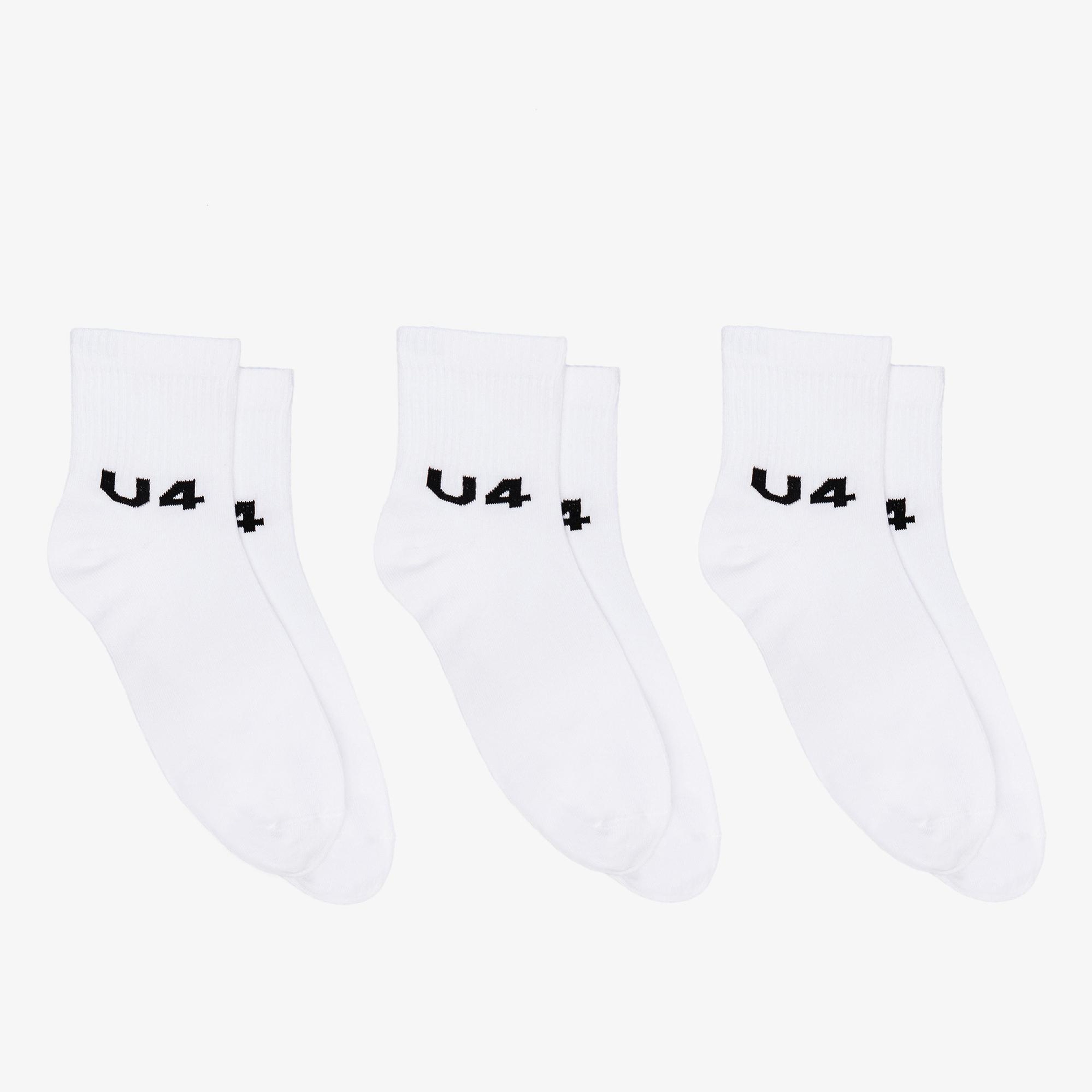 UNITED4 Street Essentials 3lü Unisex Beyaz Çorap