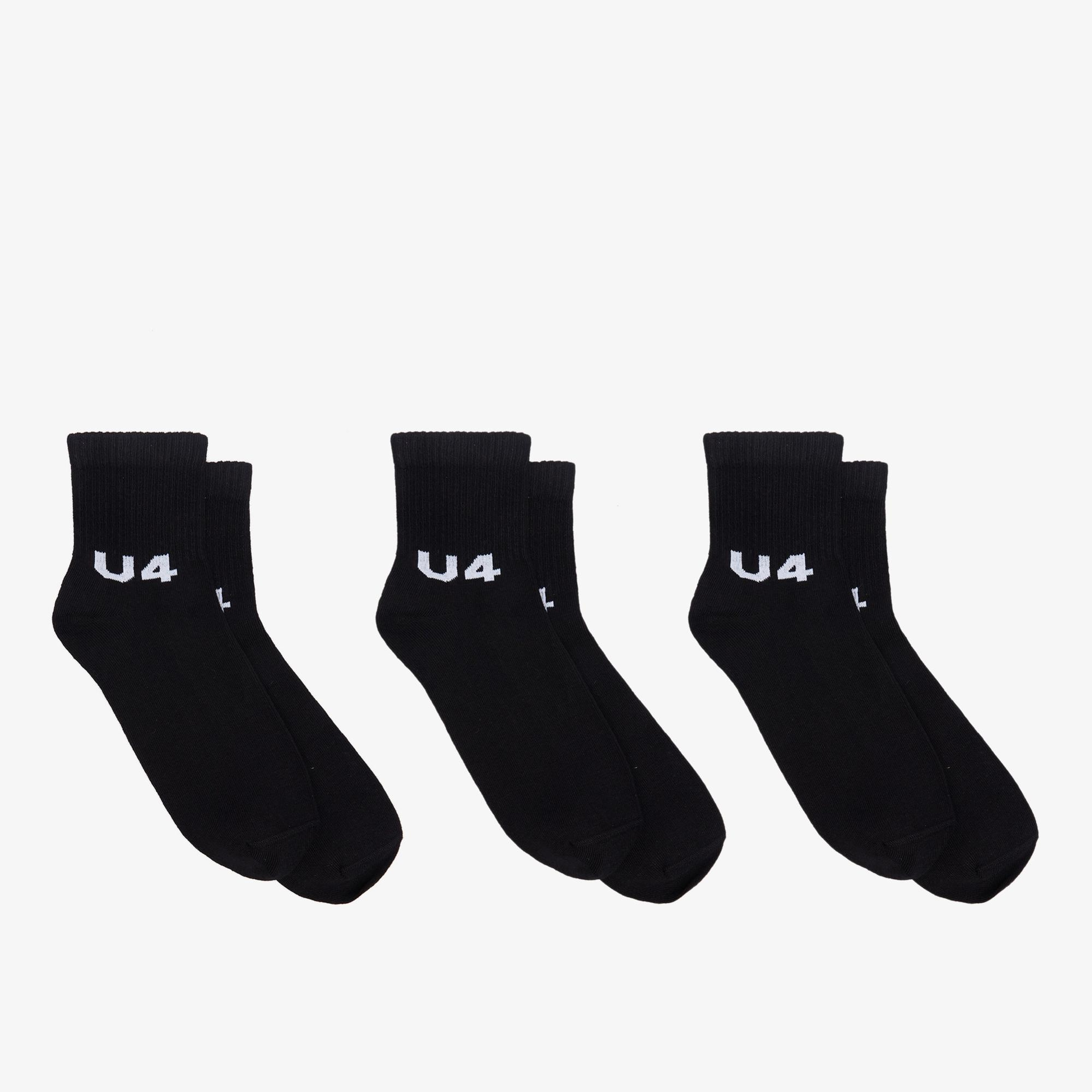 UNITED4 3'lü Logosuz Unisex Beyaz Çorap