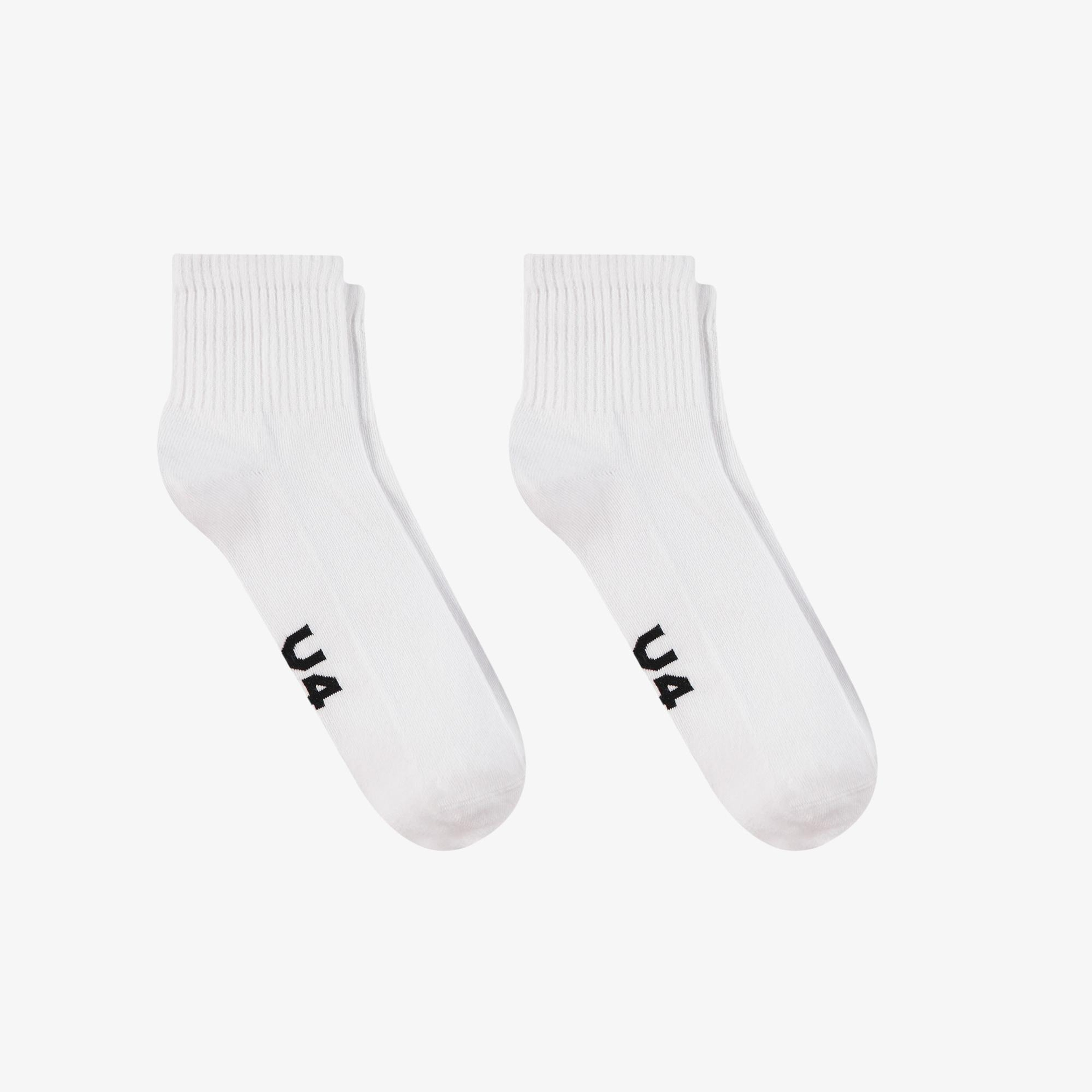 UNITED4 Unisex 2'li Beyaz Soket Çorap