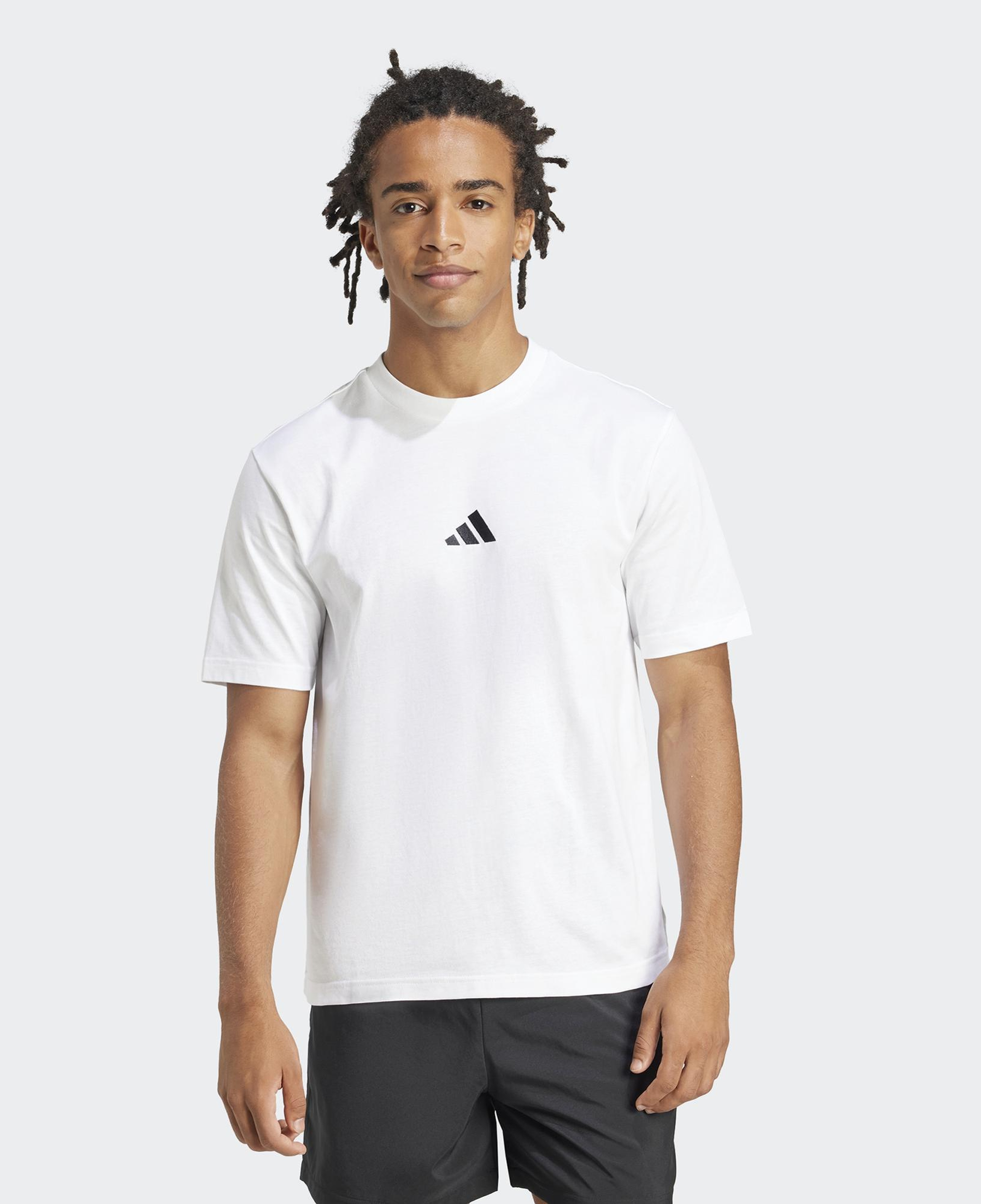 adidas Essentials Small Logo Single Erkek Beyaz T-Shirt