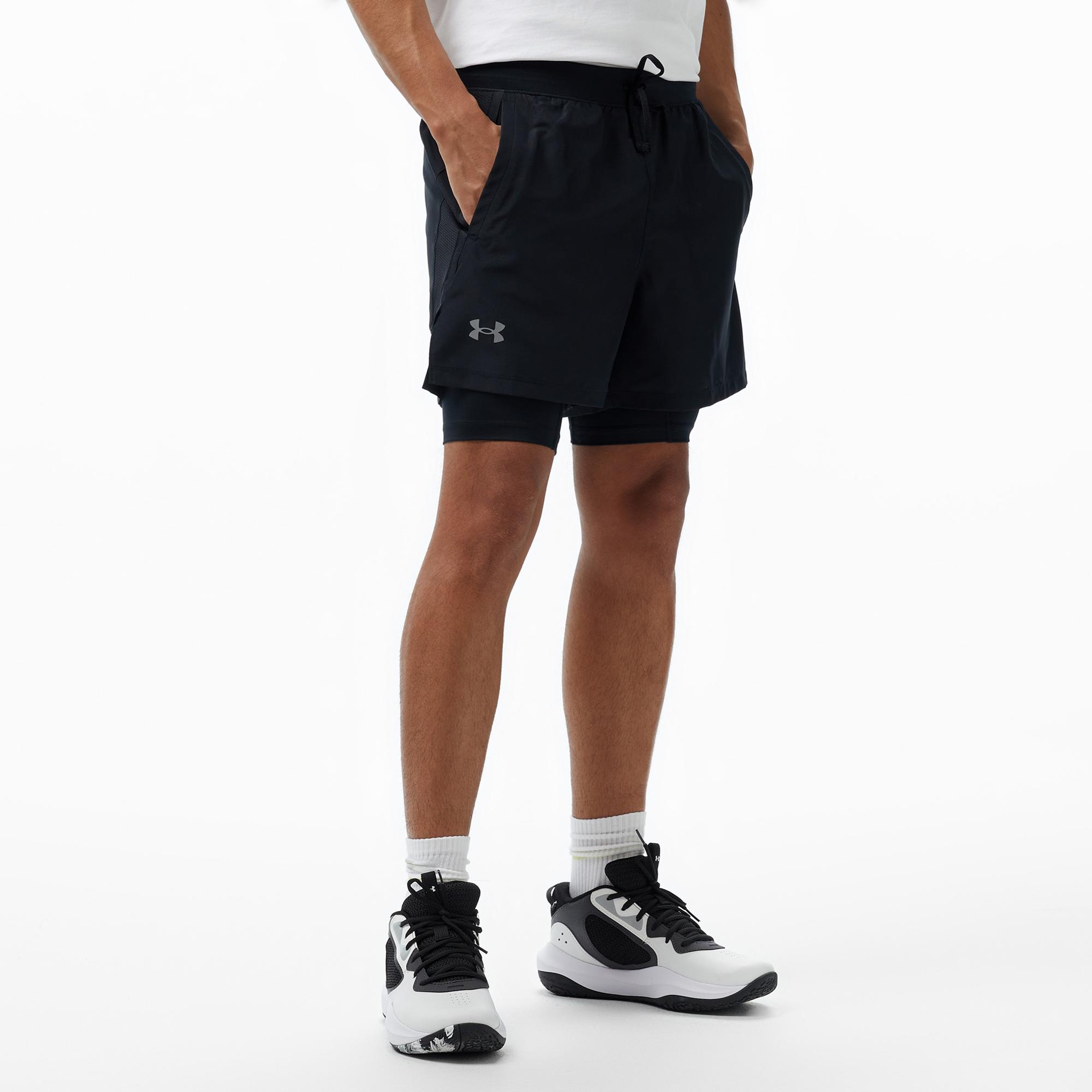 Under Armour Launch 5'' 2in1 Erkek Siyah Koşu Şortu