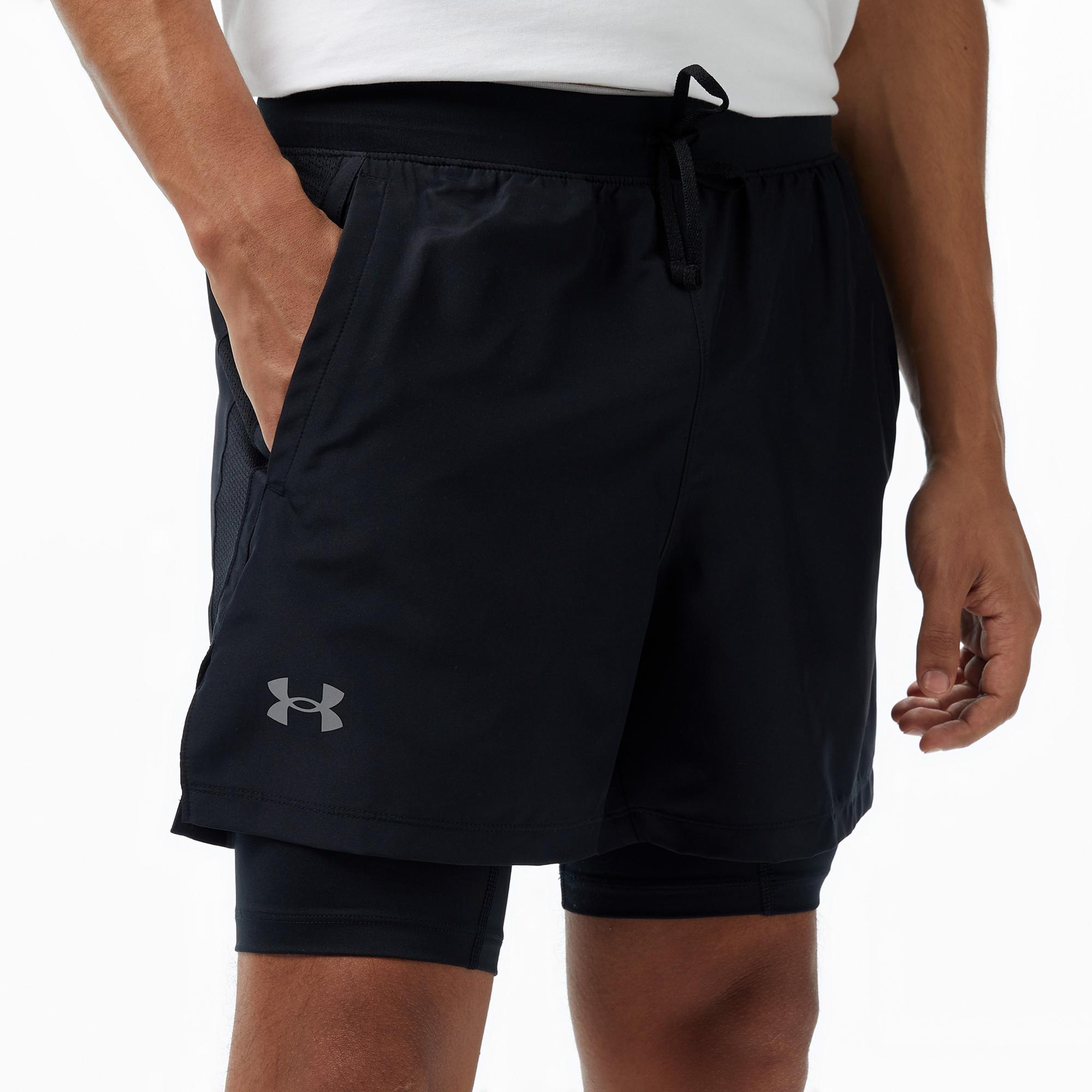 Under Armour Launch 5'' 2in1 Erkek Siyah Koşu Şortu