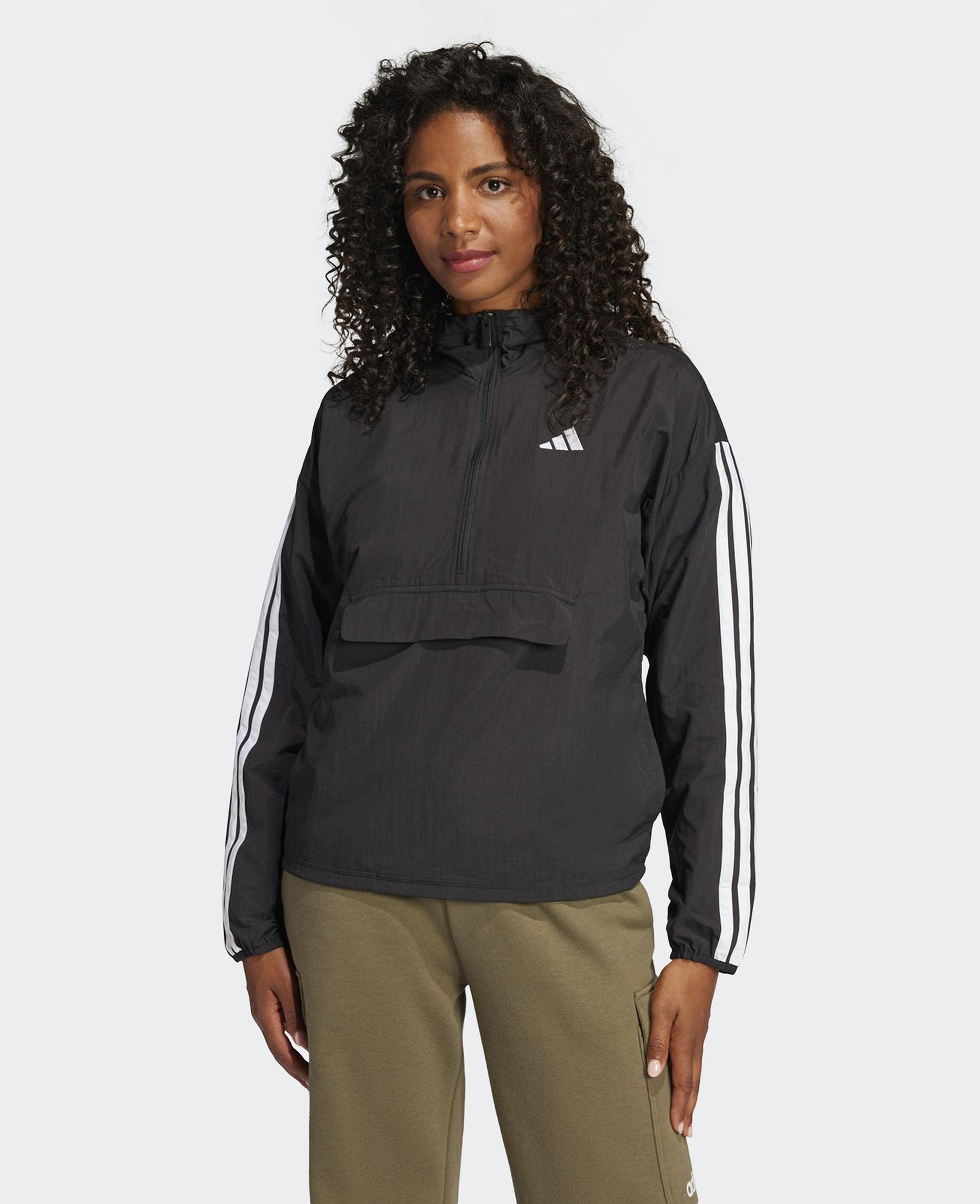 adidas Essentials 3 Striped Lifestyle Kadın Siyah Rüzgarlık Ceket