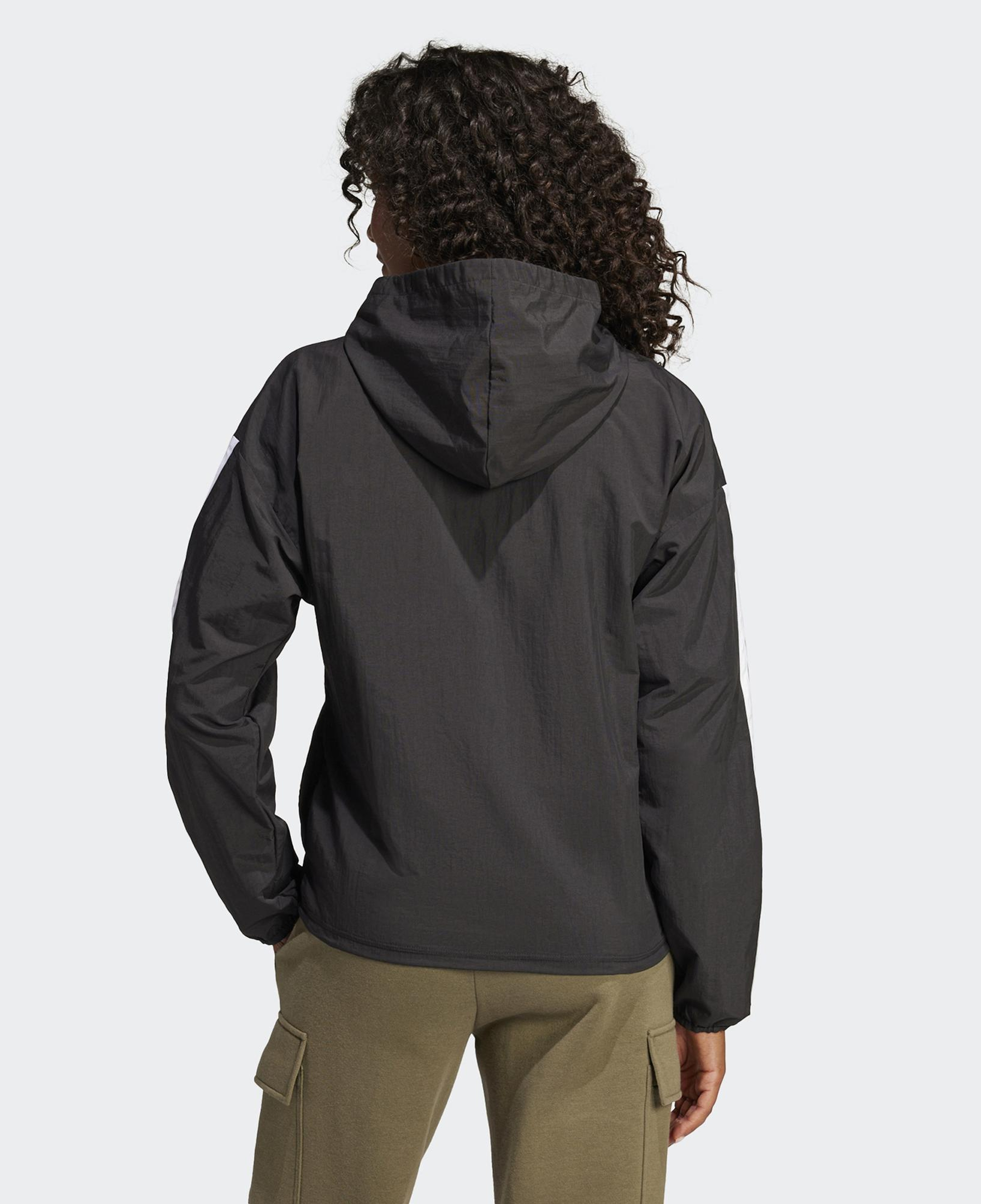 adidas Essentials 3 Striped Lifestyle Kadın Siyah Rüzgarlık Ceket