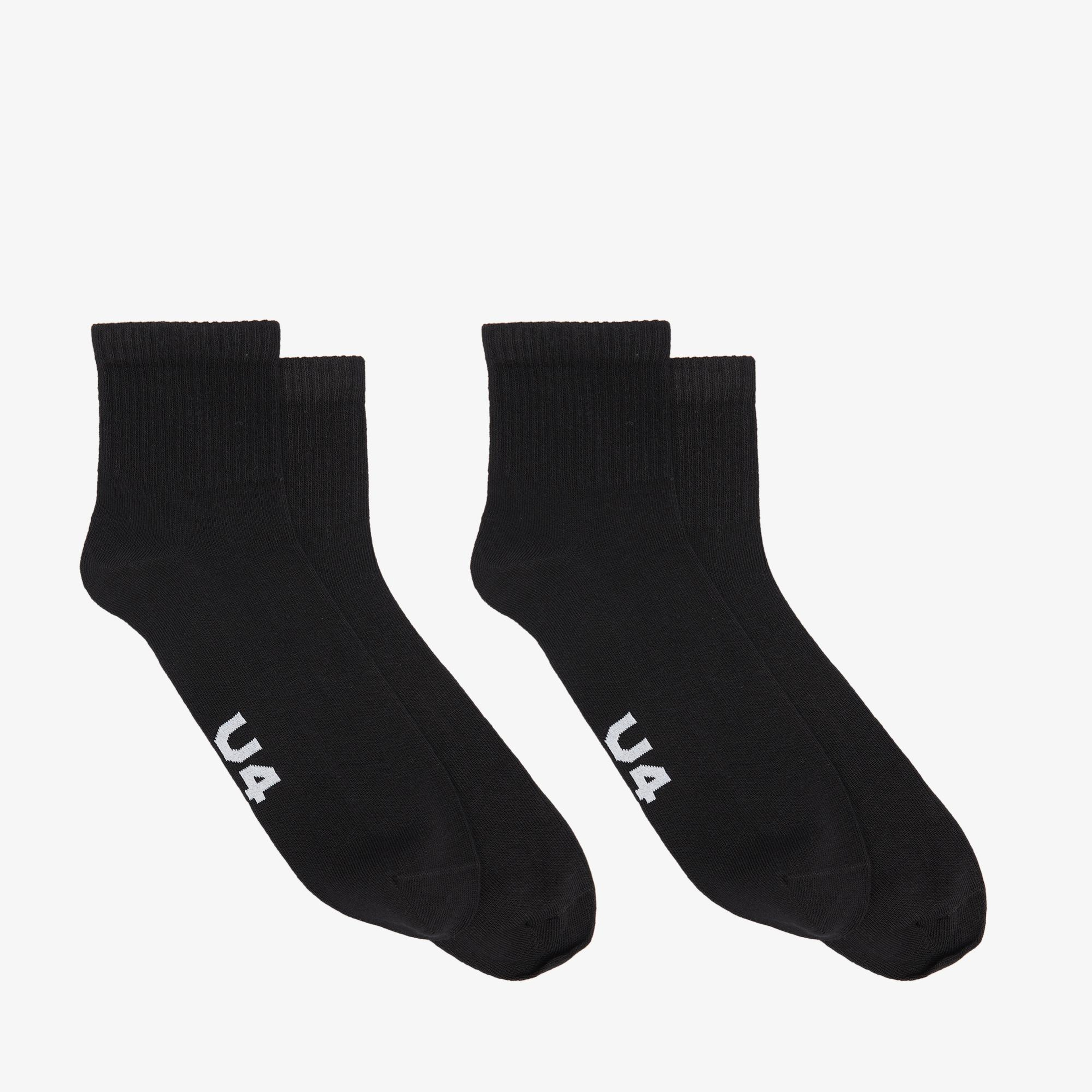 UNITED4 Unisex 2'li Siyah Soket Çorap