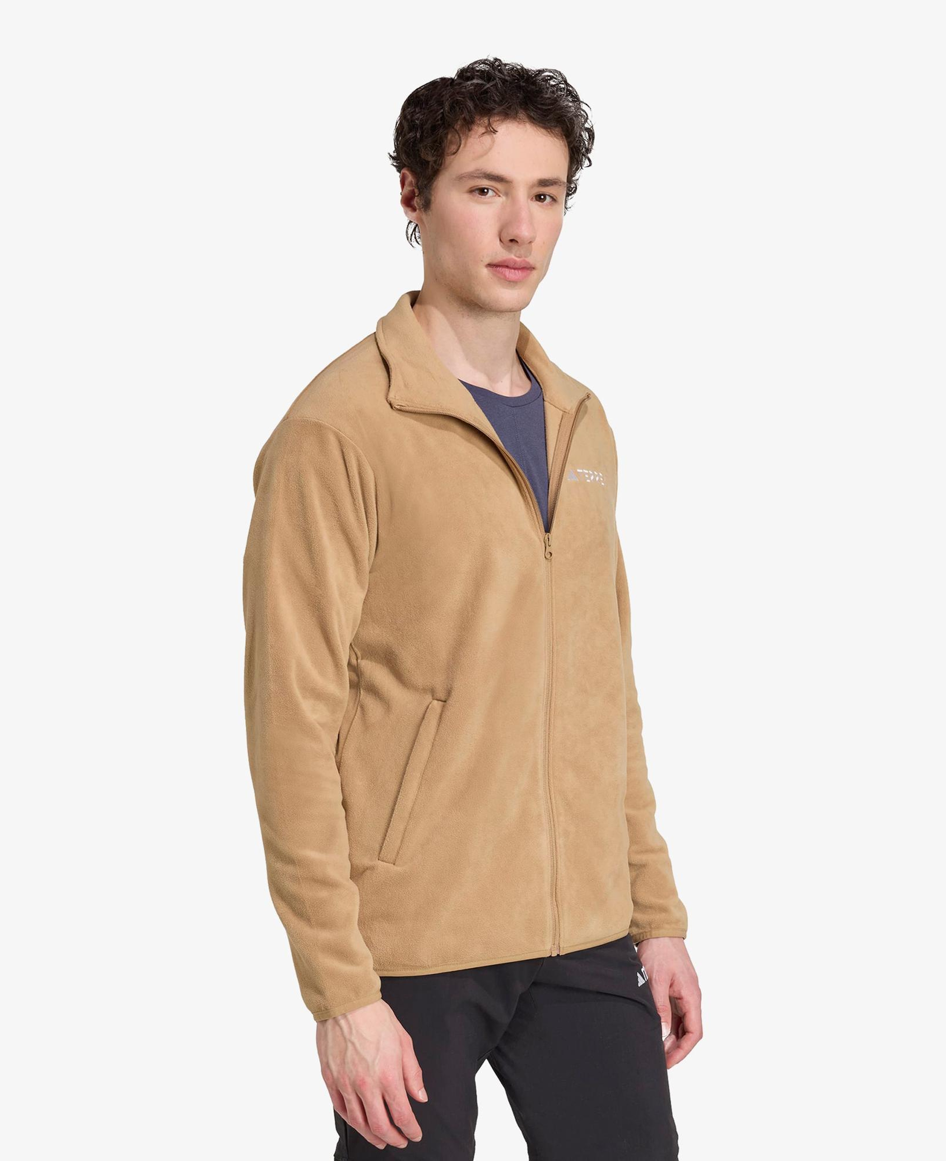 adidas Multi Essentials Full Zip Fleece Erkek Kahverengi Yürüyüş Polar