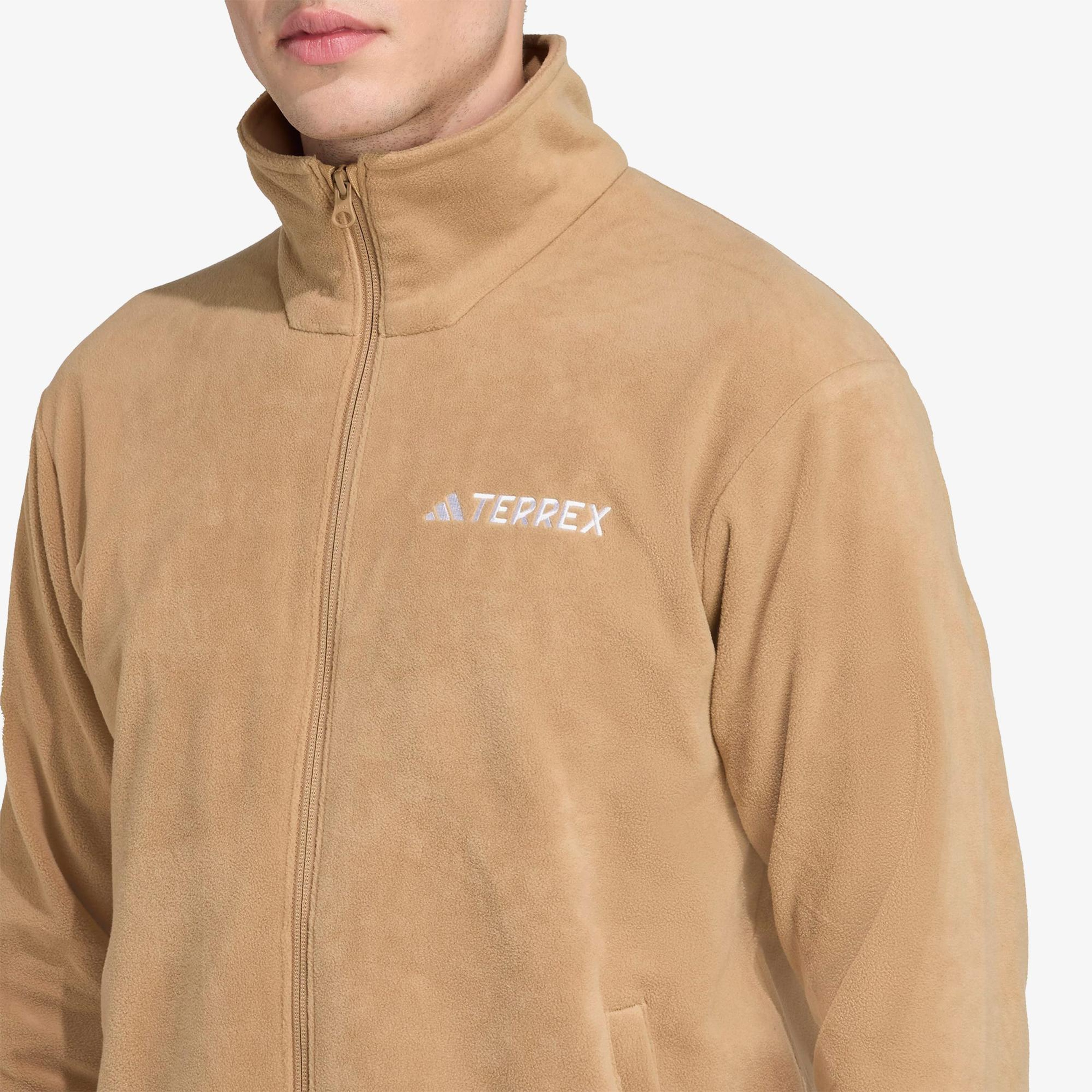 adidas Multi Essentials Full Zip Fleece Erkek Kahverengi Yürüyüş Polar