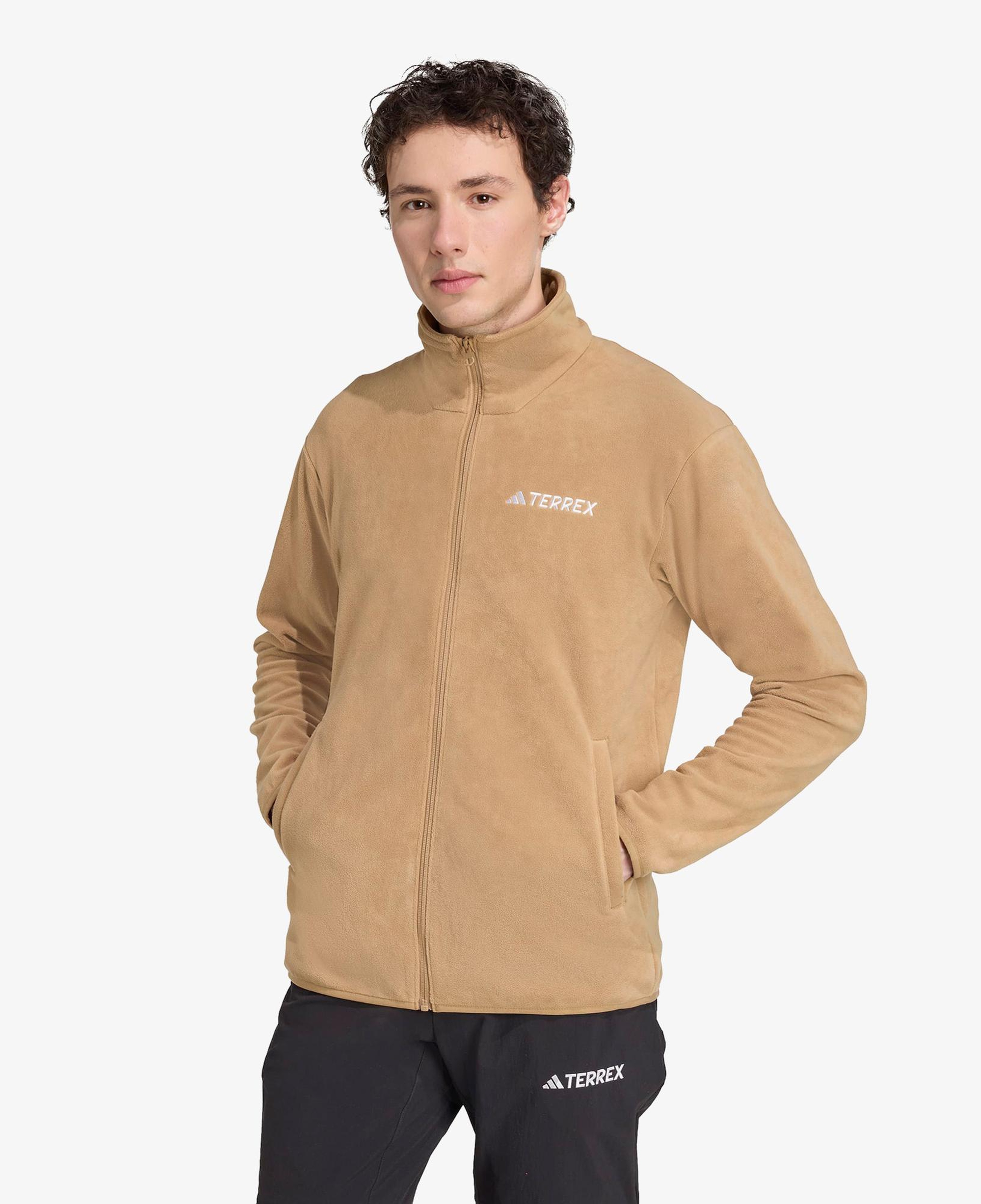 adidas Multi Essentials Full Zip Fleece Erkek Kahverengi Yürüyüş Polar