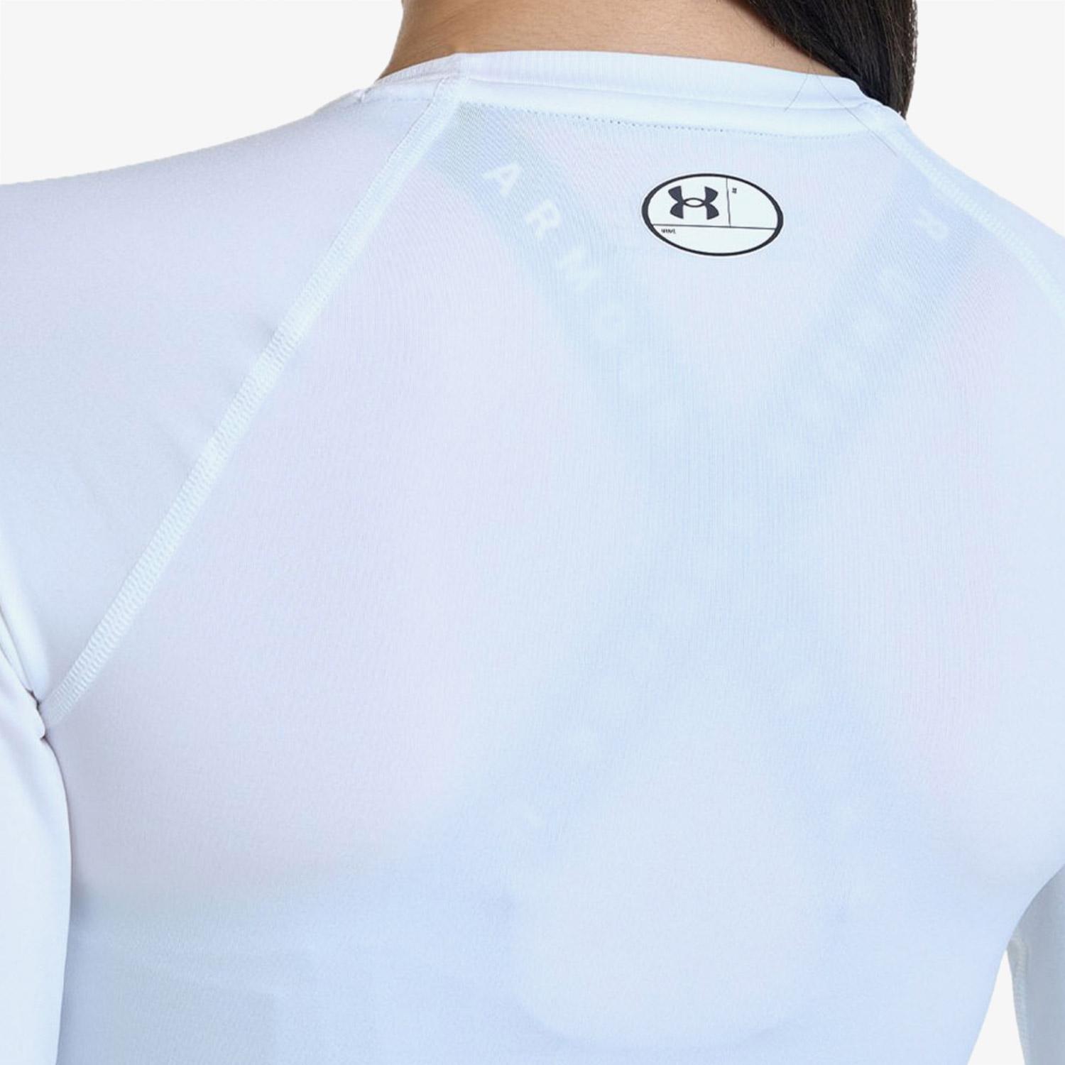 Under Armour HG Authentics Comp Kadın Beyaz Uzun Kollu Antrenman T-Shirt