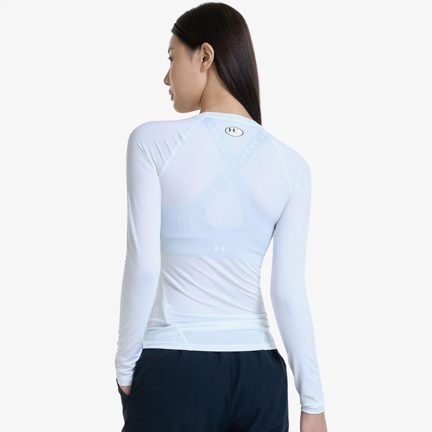 Under Armour HG Authentics Comp Kadın Beyaz Uzun Kollu Antrenman T-Shirt