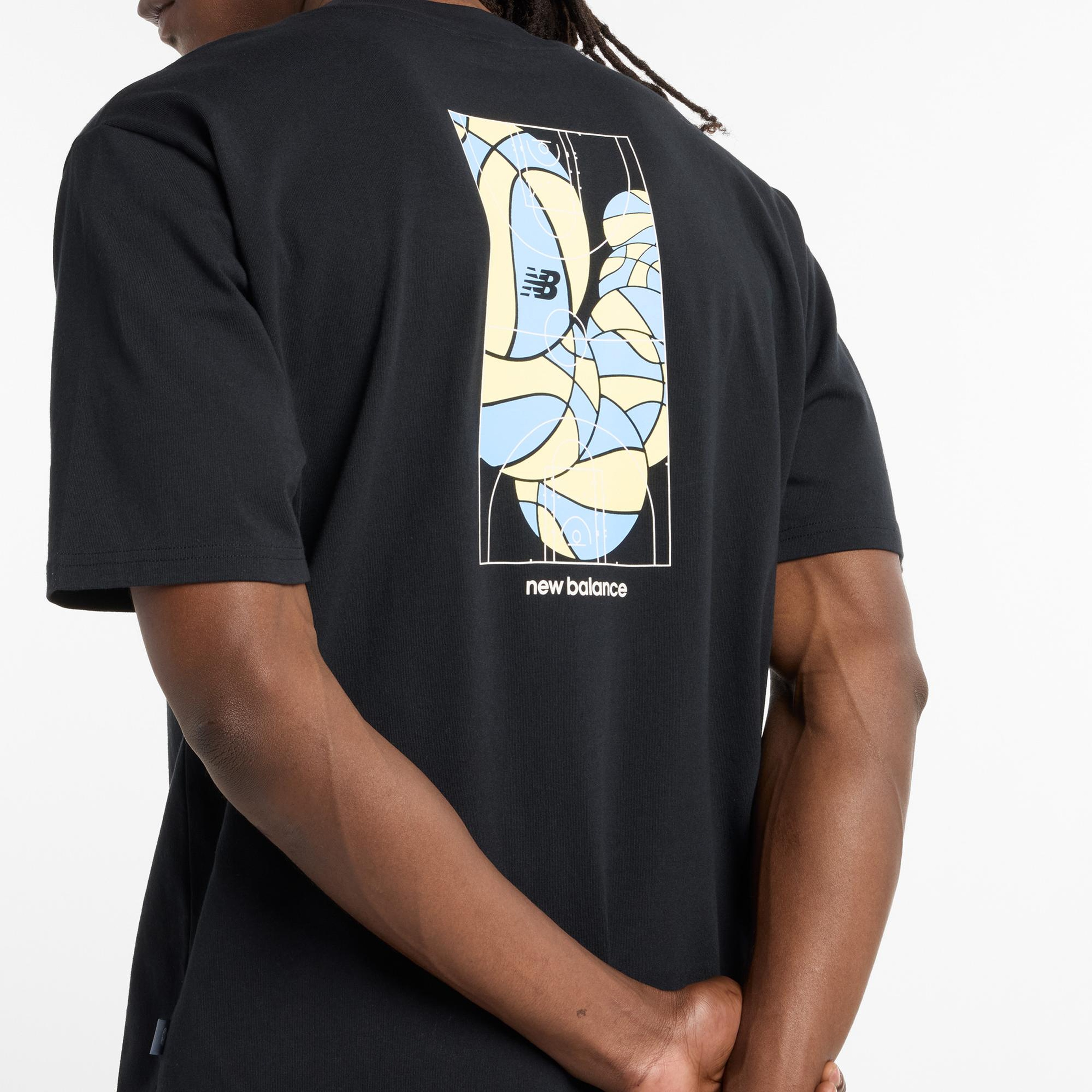 New Balance Hoops Mosaic Court Graphic Erkek Siyah T-Shirt