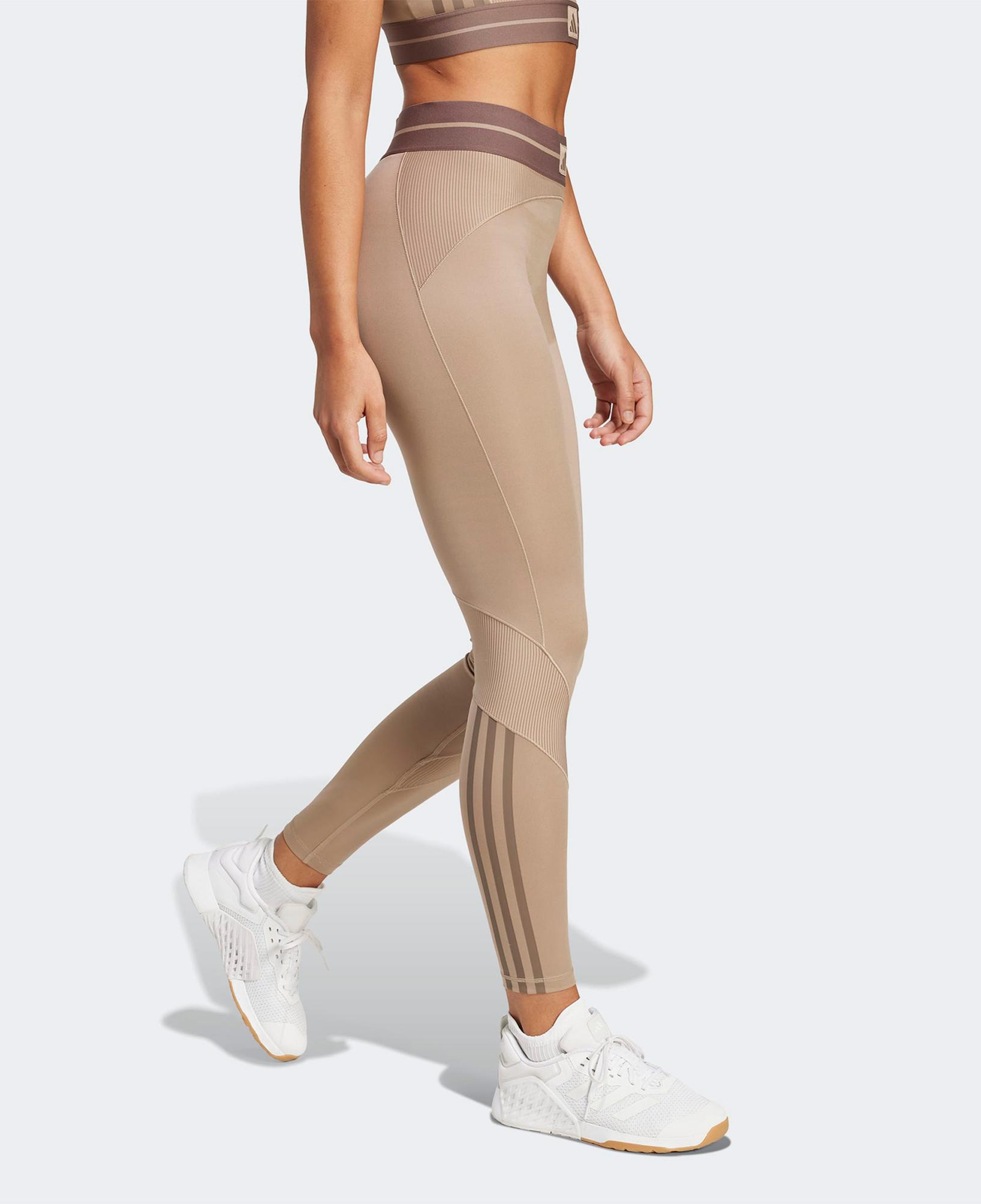 adidas Hyperglam Rib 1-1 Kadın Kahverengi Antrenman Taytı