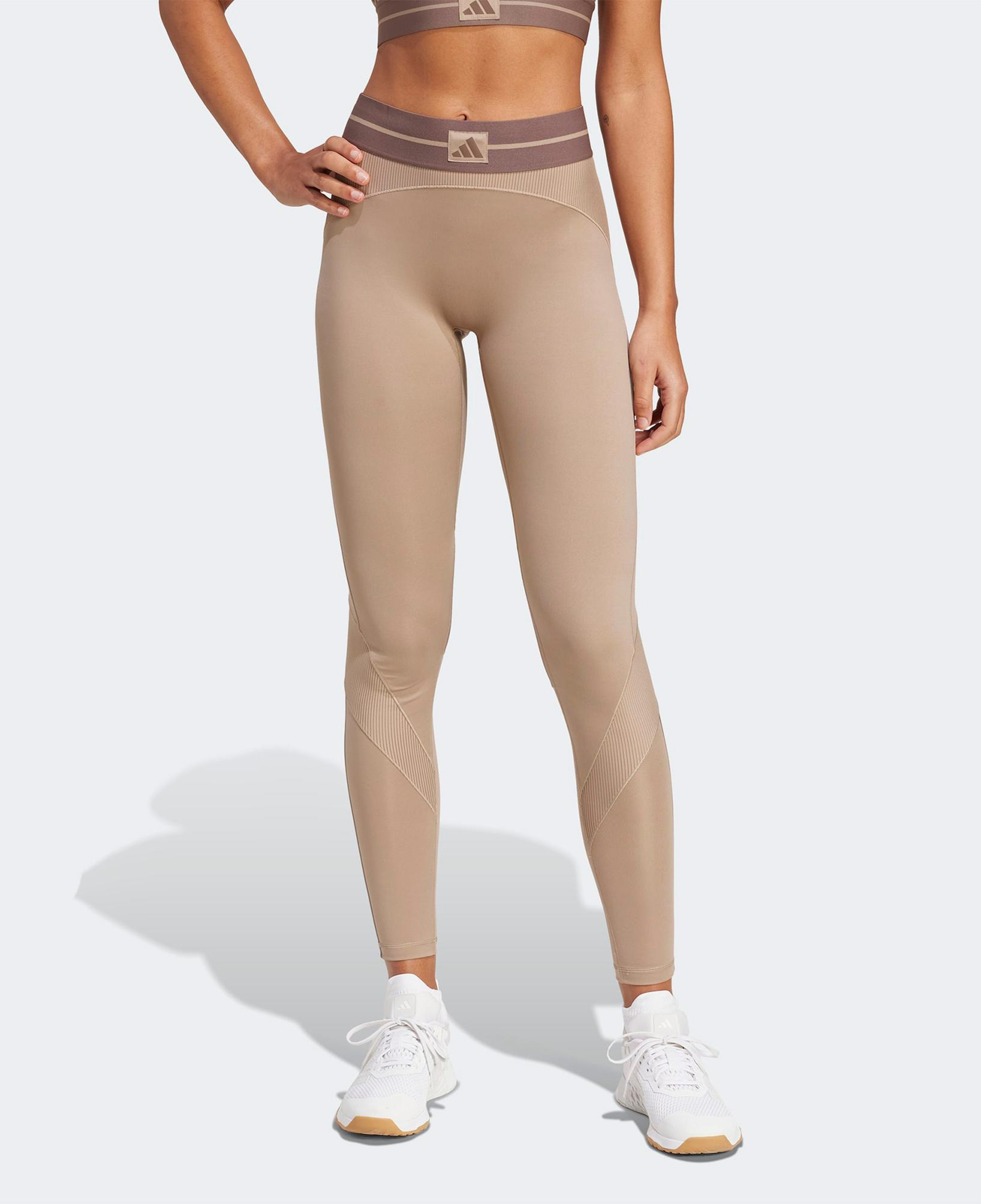 adidas Hyperglam Rib 1-1 Kadın Kahverengi Antrenman Taytı