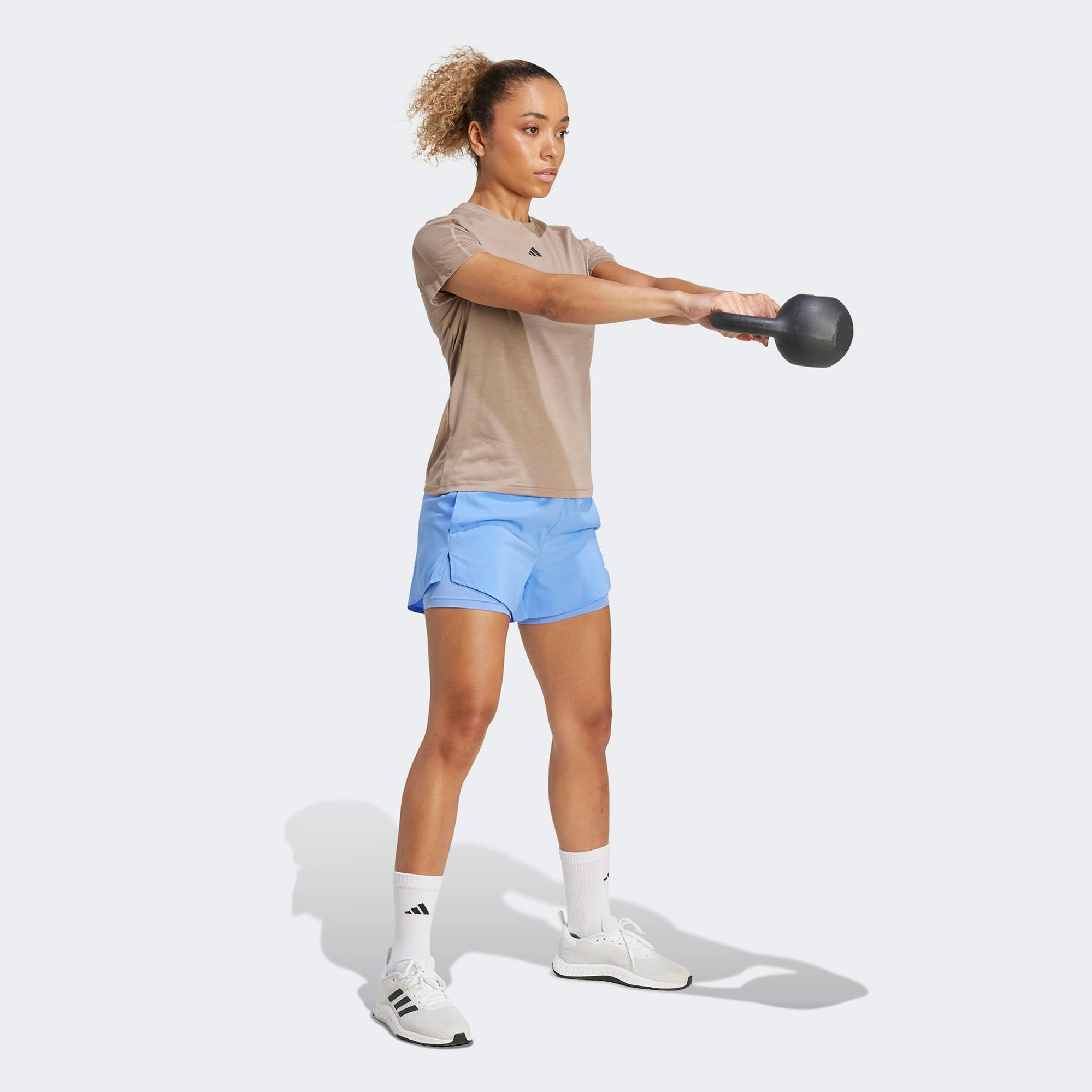 adidas Aeroready Train Essentials Minimal Branding Crewneck Kadın Kahverengi Antrenman T-Shirt