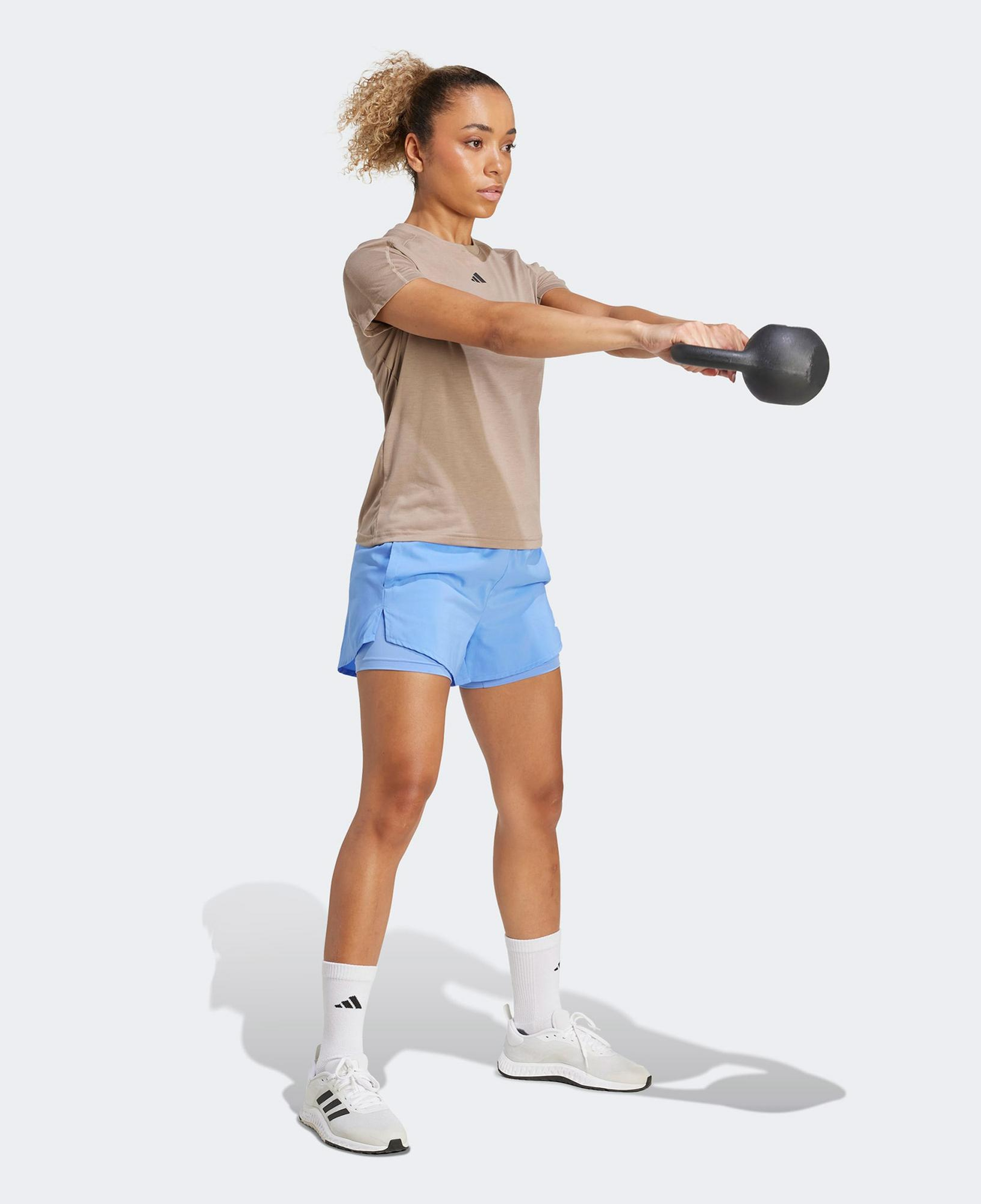 adidas Aeroready Train Essentials Minimal Branding Crewneck Kadın Kahverengi Antrenman T-Shirt