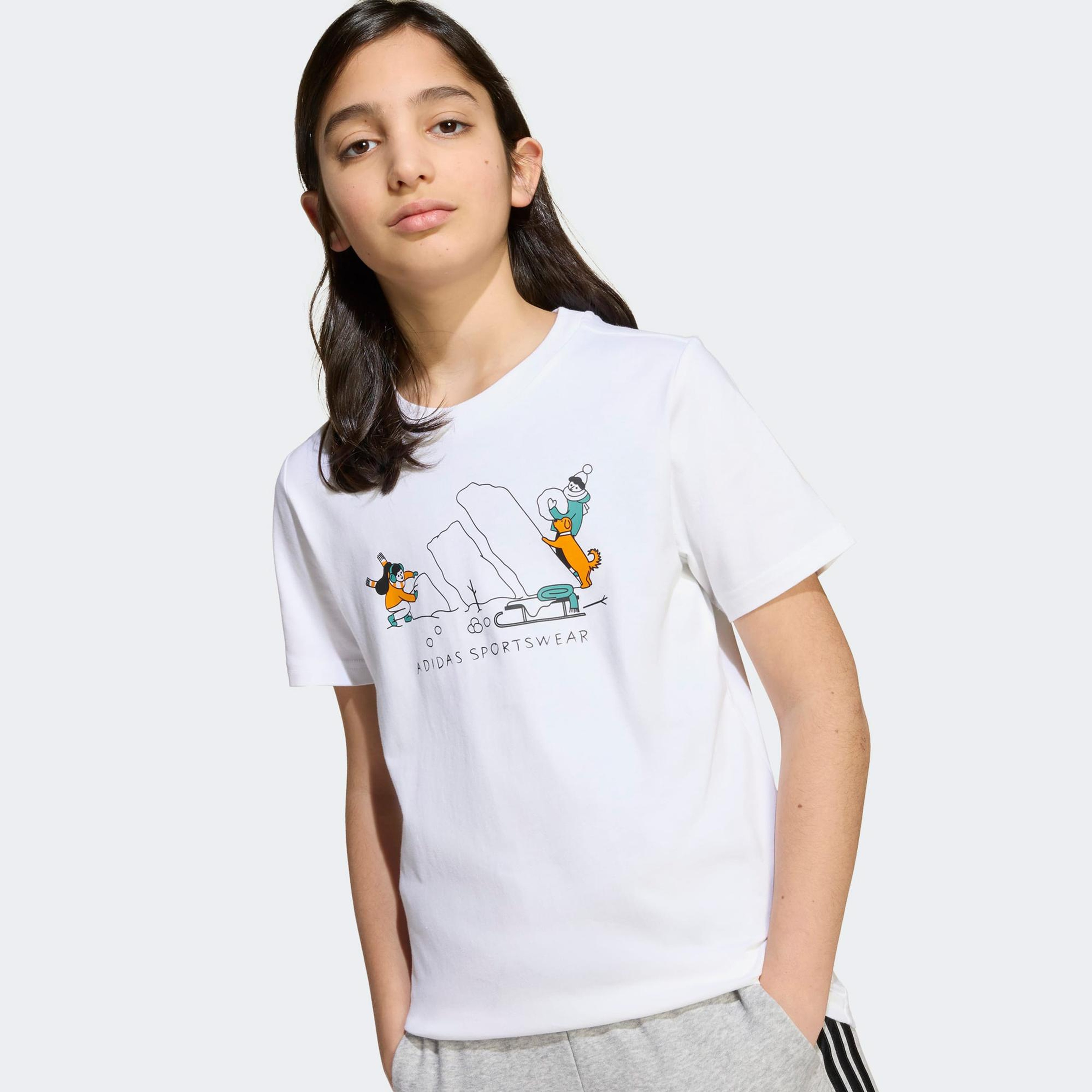 adidas Winter Sports Graphic Çocuk Beyaz T-Shirt