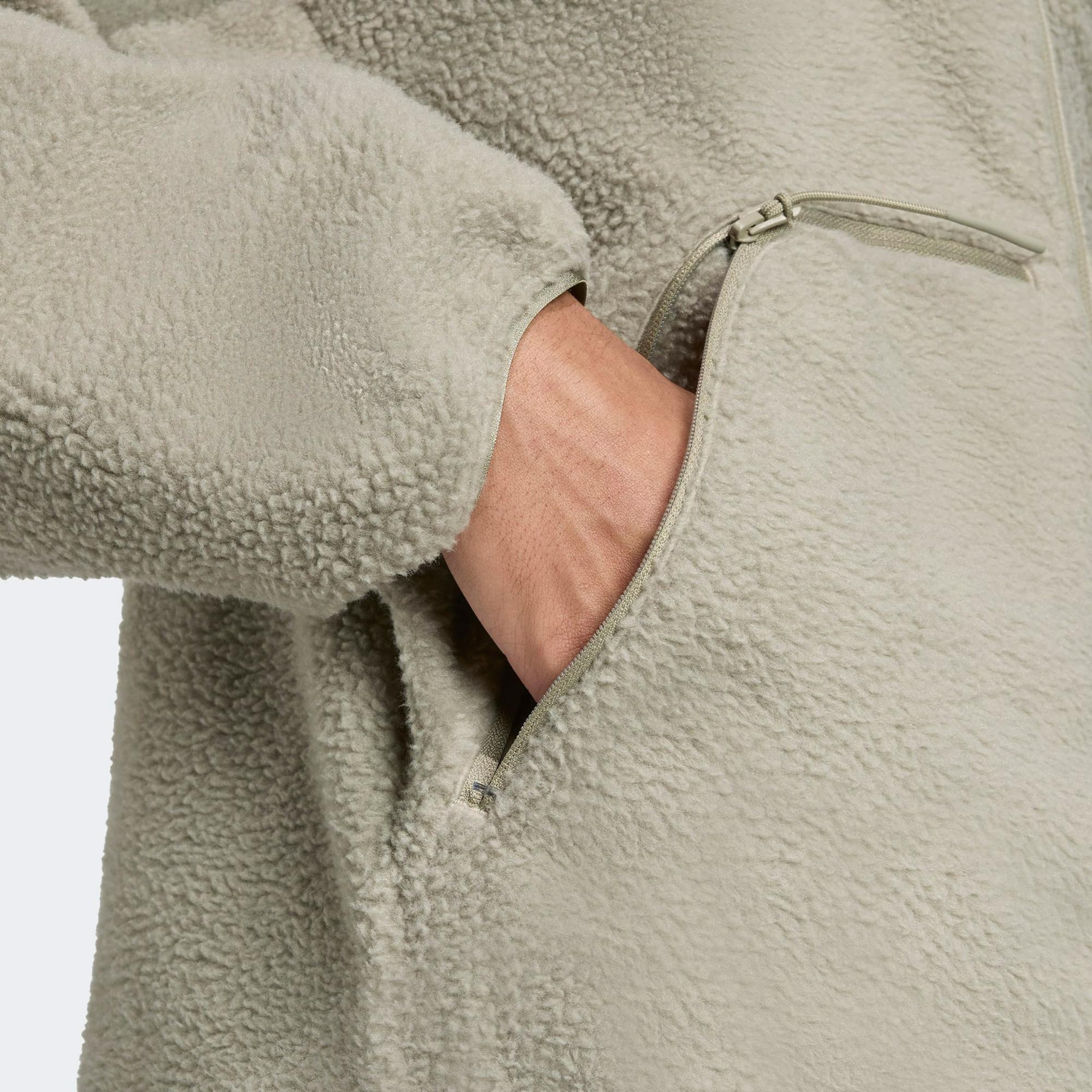 adidas City Tech High Pile Fleece Full Zip Erkek Yeşil Polar