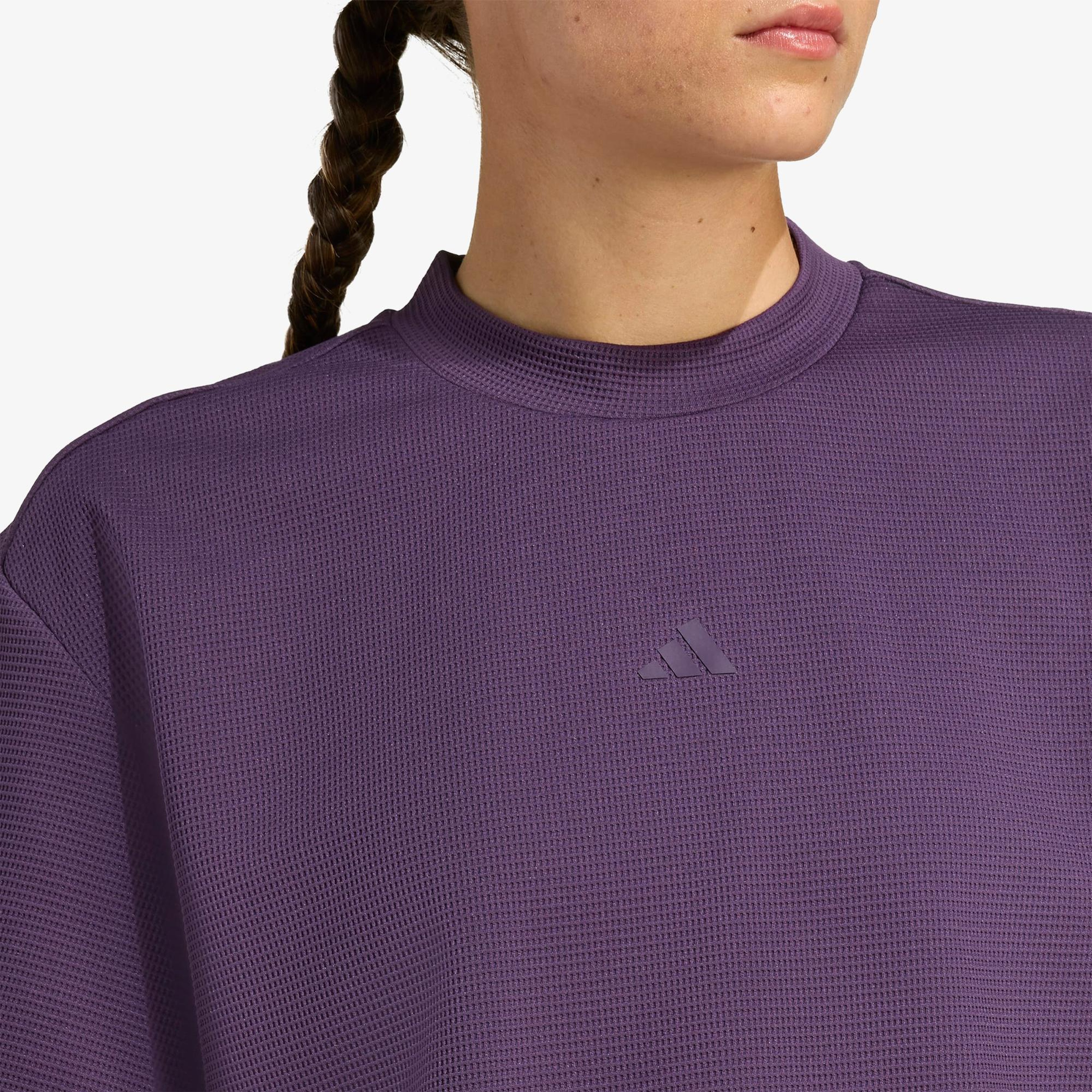 adidas Yoga Motion Petek Örgü Kadın Mor Antrenman T-Shirt